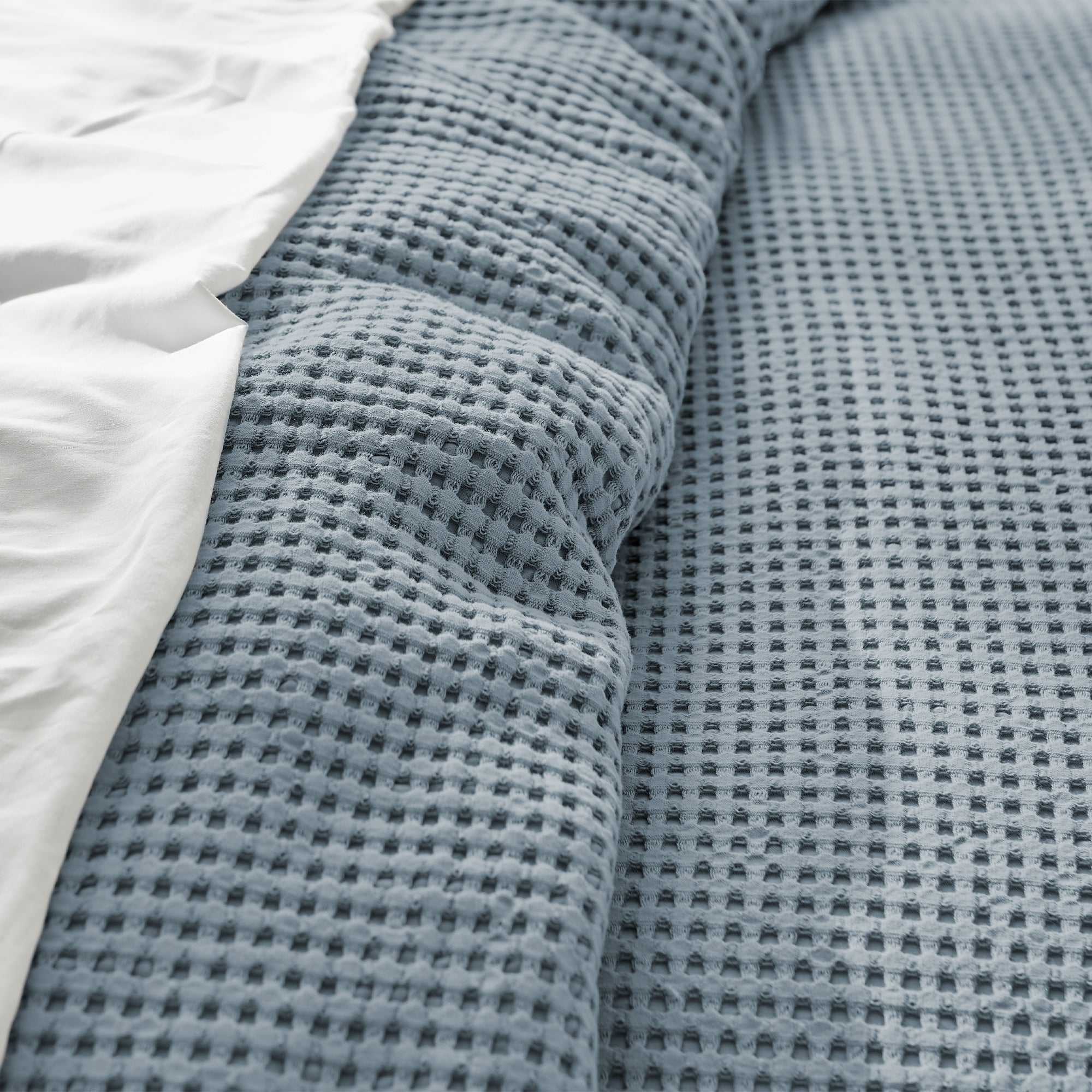 Mills Waffle Duvet Cover Set - Soft Textured Bedding for Cozy Comfort - Perfect for Master Bedroom, Guest Room & Dorm Decor