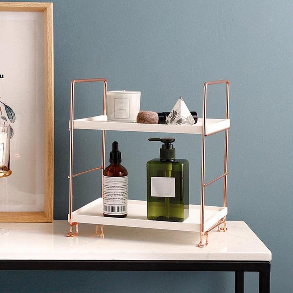 IVELECT 2-Tier Spice Rack Organizer - Golden Kitchen Shelf for Spice Bottles & Seasoning Storage - Perfect for Countertop, Pantry, and Cabinet Organization