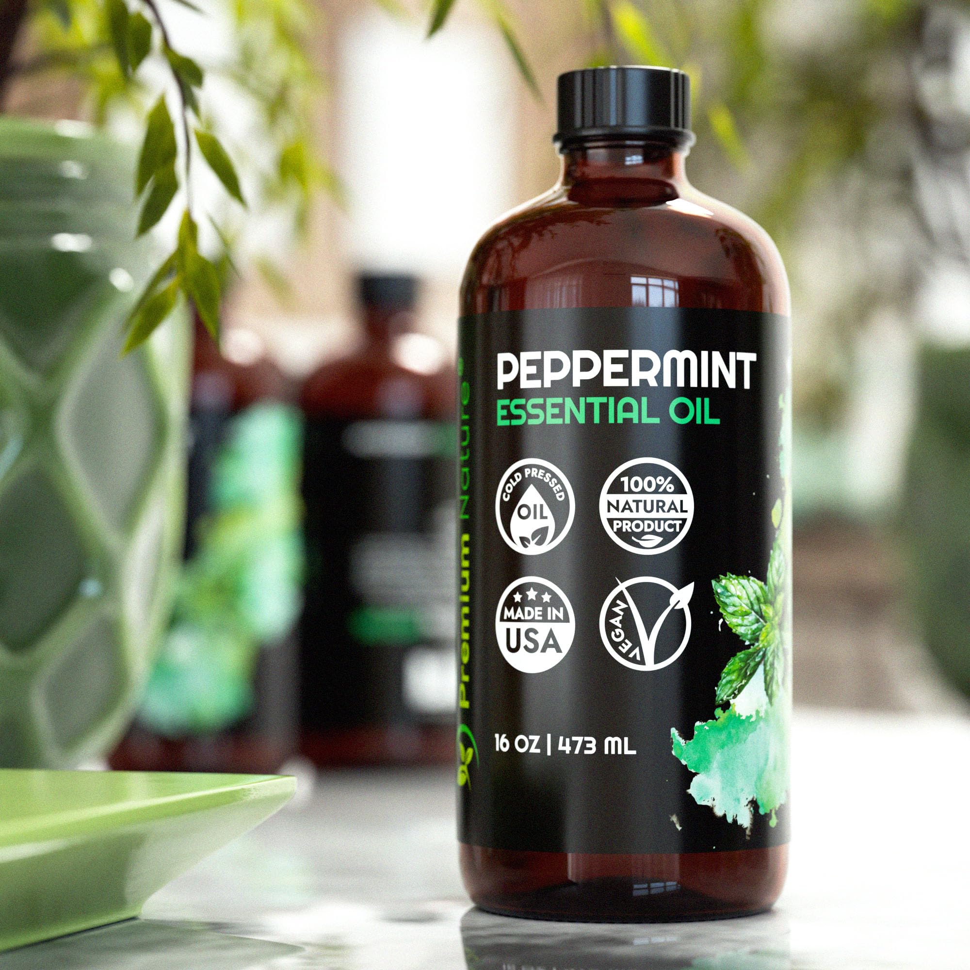 **Organic Peppermint Essential Oil 16oz - Pure Aromatherapy Oil for Diffusers, Hair Growth, Skin Care & Soap Making | Refreshing Scent for Laundry, Relaxation & Home Fragrance**