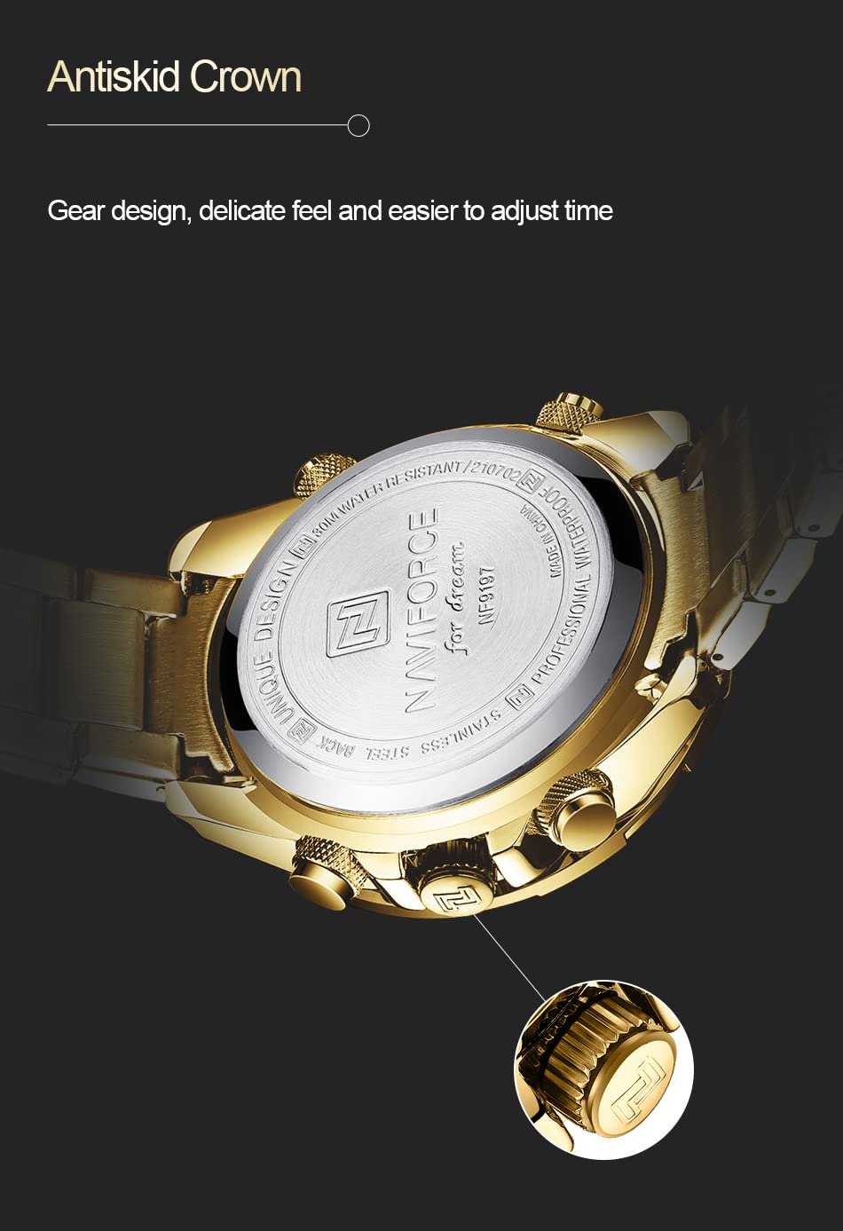NAVIFORCE Men's Stainless Steel Waterproof Watch - Digital Analog Chronograph for Business & Military Use
