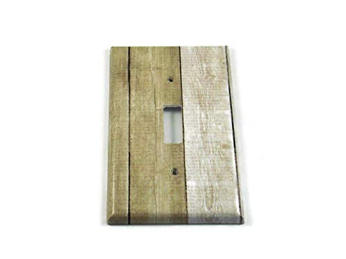 Single Light Switch Plate Cover - Faux Thin Whitewash Wood Finish for Home Decor | Ideal for Living Room, Bedroom & Kitchen