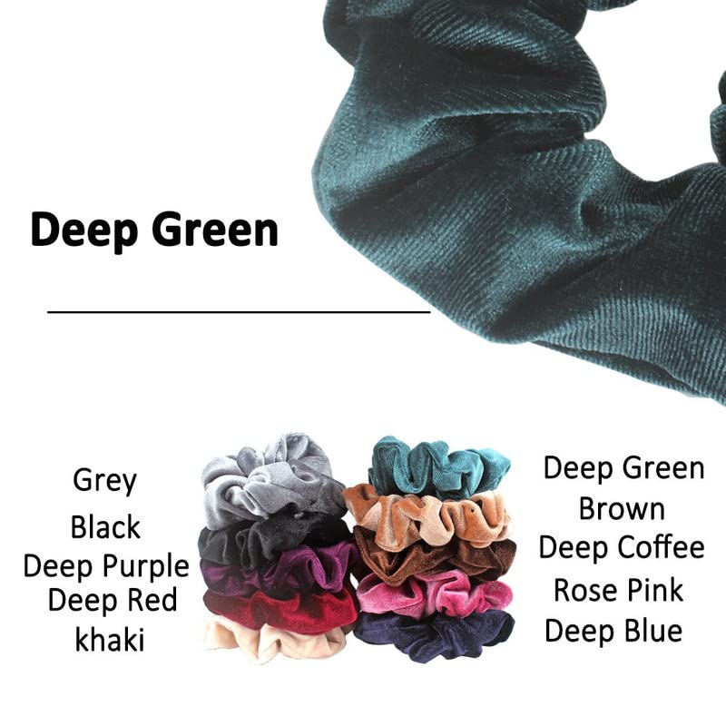 Staila 10 Pack Velvet Scrunchies Hair Ties - Soft & Elegant Hair Elastics for Women & Girls (10 Colors) - Perfect for School, Work, Gym & Everyday Hairstyles