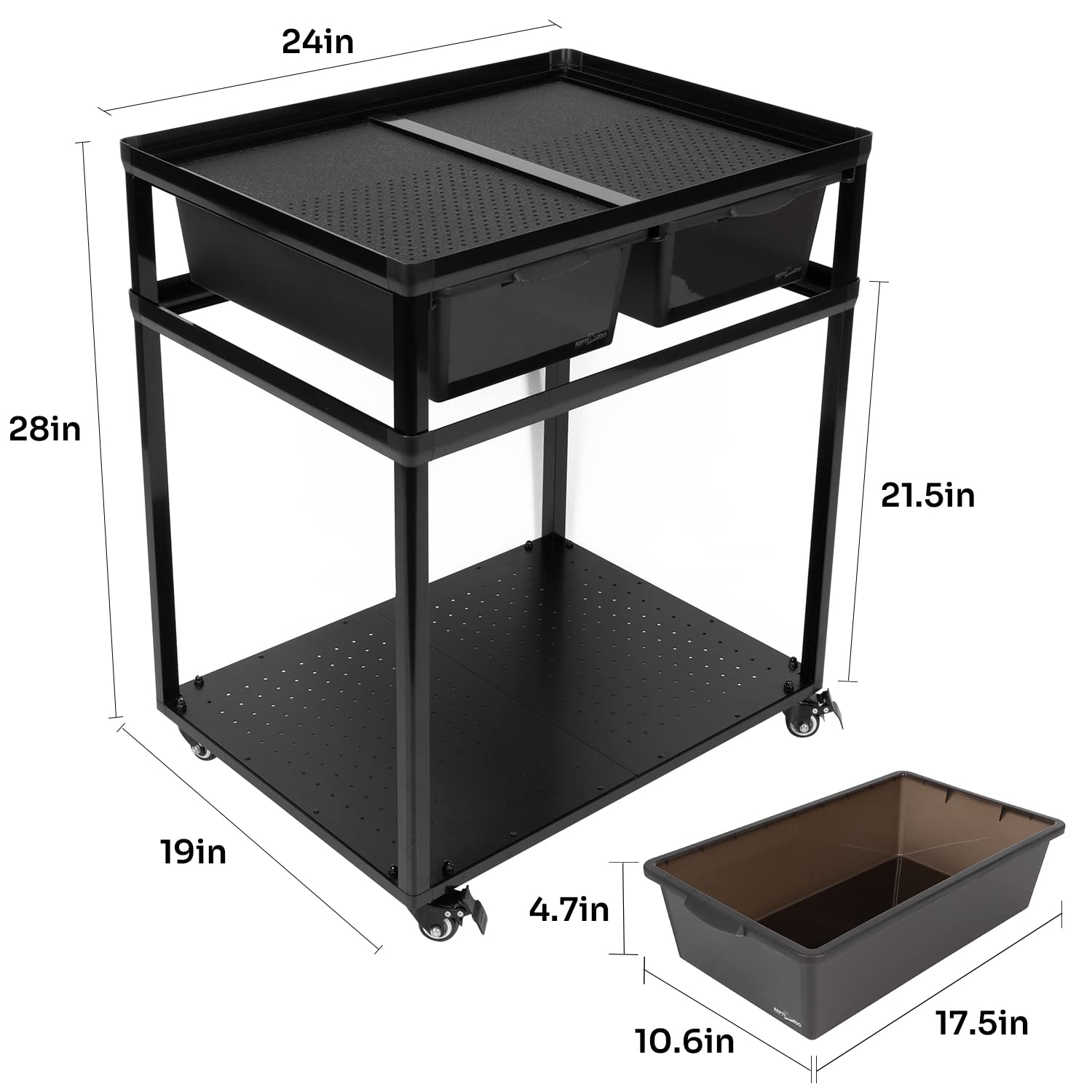 REPTIZOO Stackable Reptile Tank Stand with Wheels - 24