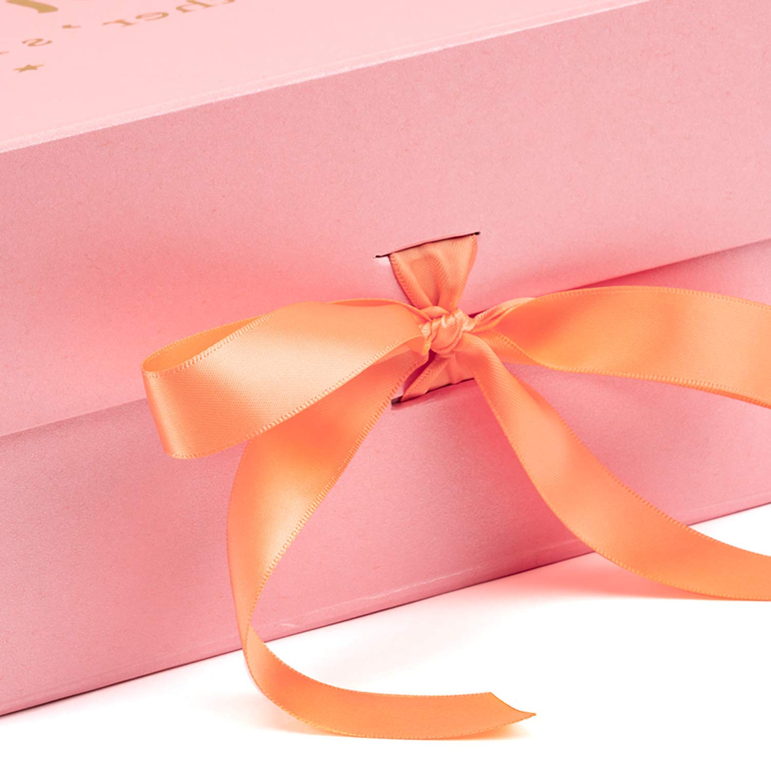 WRAPAHOLIC 8x8x4 Inch Pink Mother's Day Gift Box with Satin Ribbon - Collapsible Magnetic Closure Box Includes 2 White Tissue Papers - Perfect for Gift Wrapping, Jewelry, Cosmetics & Special Occasion Presents