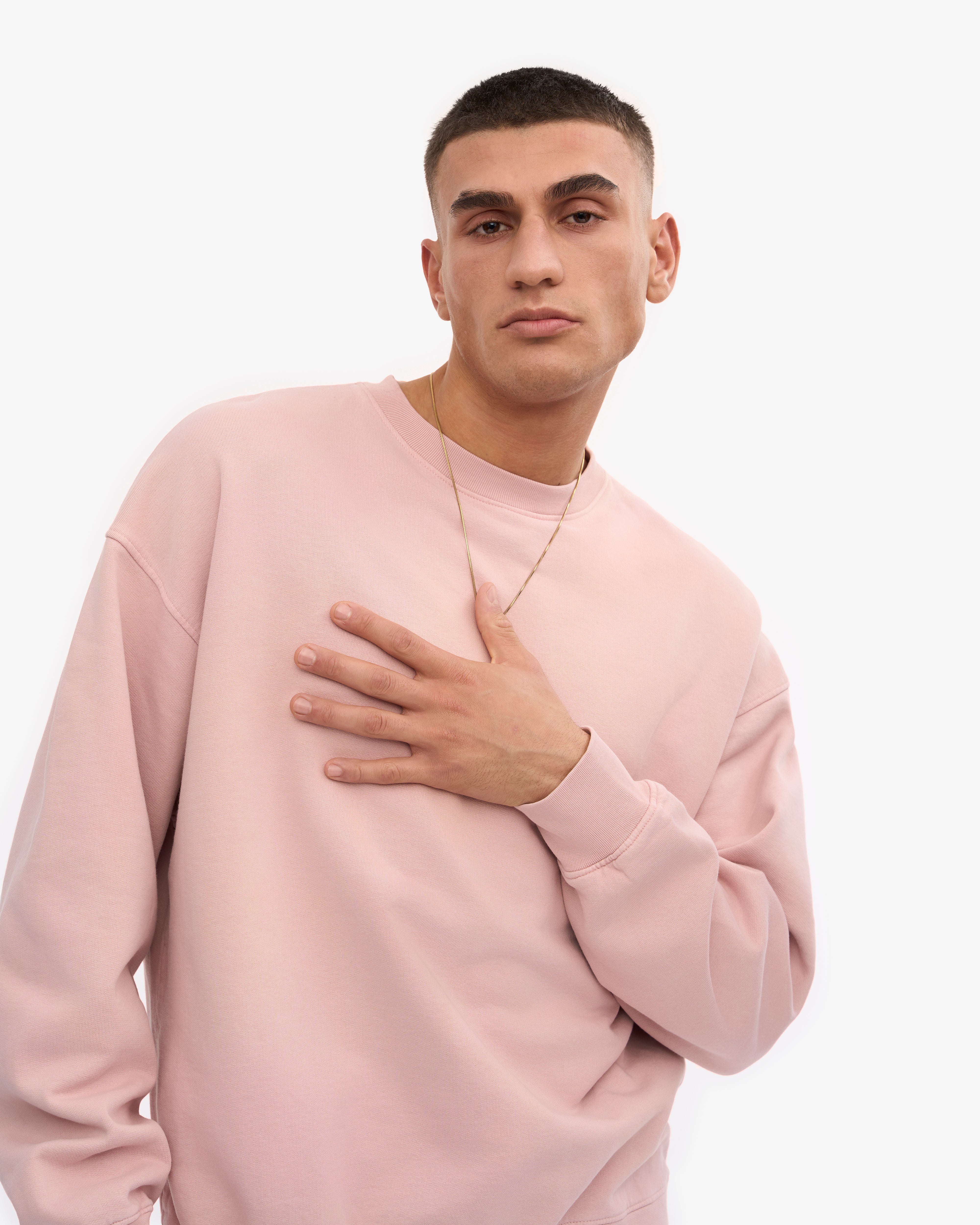 Organic Oversized Crewneck Sweatshirt - Faded Pink | Soft & Comfortable Unisex Pullover for Casual Wear, Lounge & Street Style