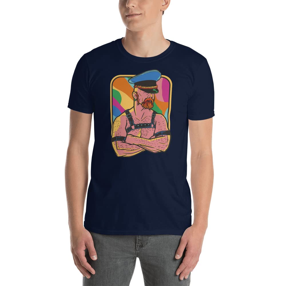 Gay Leather Daddy T-Shirt - Bear, Beard & BDSM Pride - Homoerotic LGBTQ+ Gift for Gay Dads & Leather Enthusiasts - Perfect for Pride Parades, Fetish Parties & Bold Fashion Statements