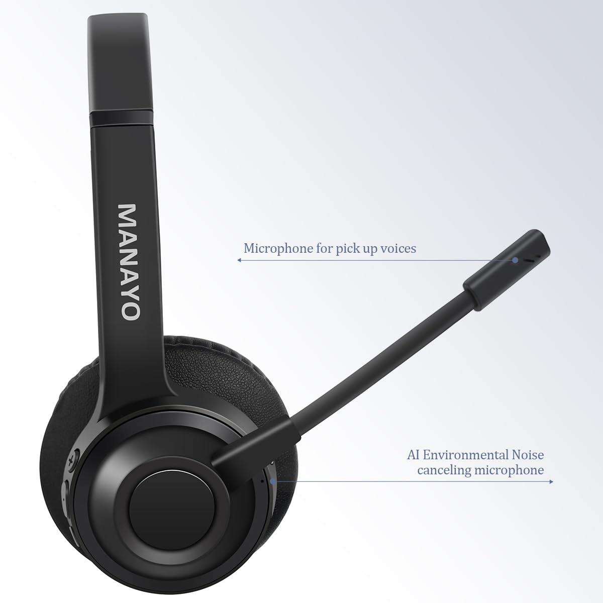 Wireless Bluetooth Headset with Bluetooth 5.3 Adapter - Noise Cancelling Headphones for Phone Calls, PC, Laptop, Office & Remote Work
