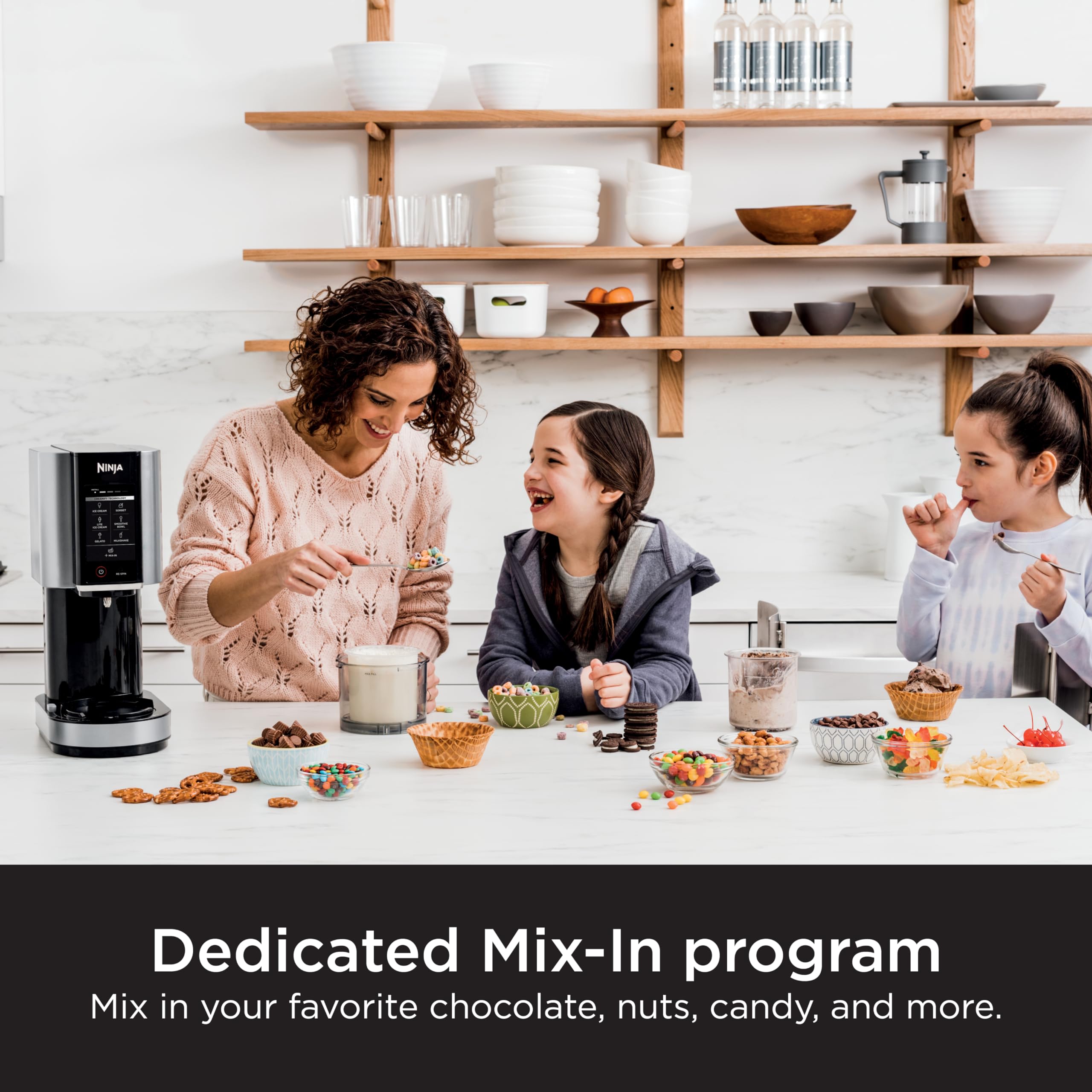 Ninja NC301 CREAMi Ice Cream Maker - 7 One-Touch Programs for Gelato, Sorbet, Milkshakes, Smoothie Bowls & More with 2 Pint Containers & Lids | Compact Frozen Dessert Machine for Home, Kitchen, Parties & Kids | Silver
