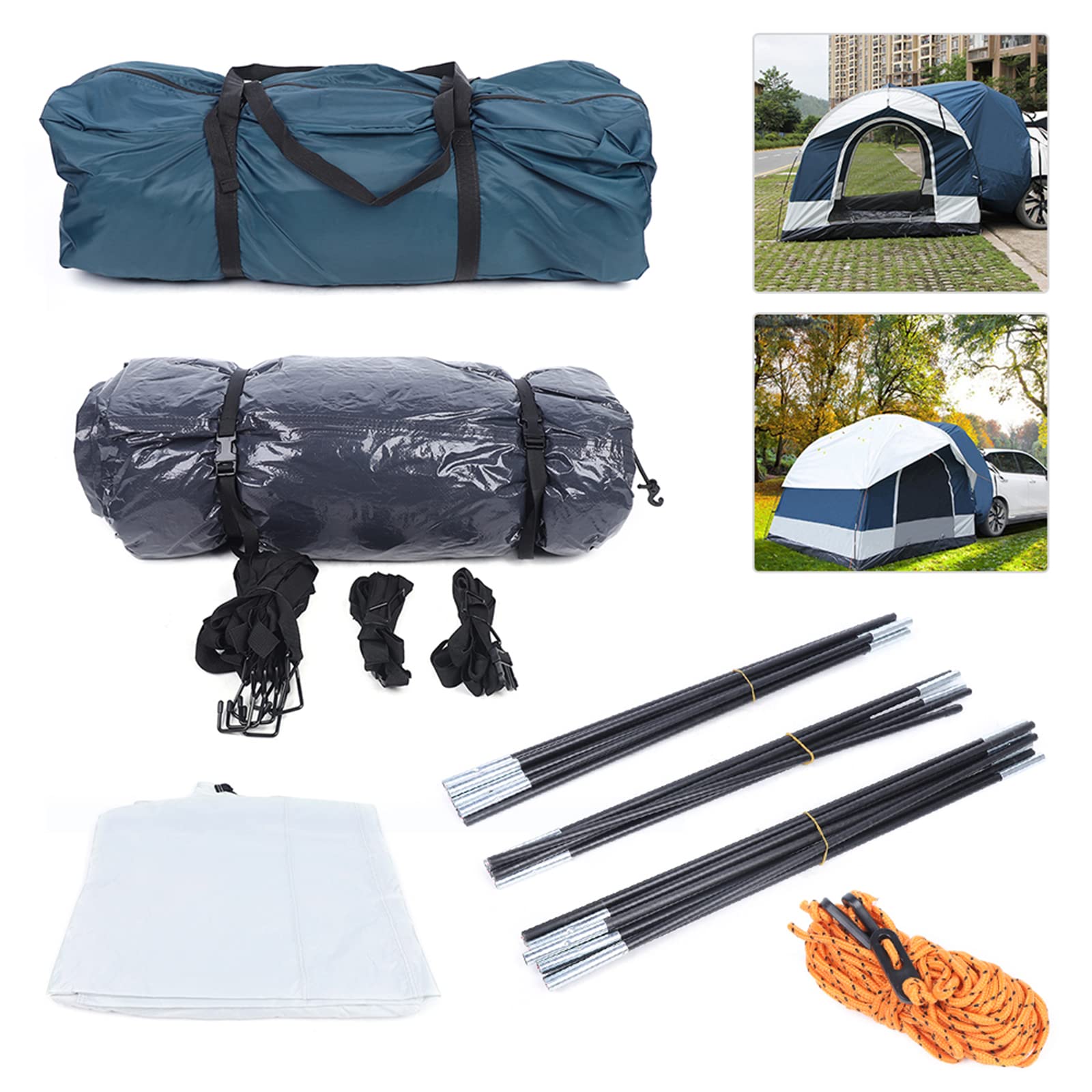 Instant SUV Camping Tent - Waterproof Large Family Car Tent 98.43x98.43x78.74 Inches (White/Green) - Easy Setup for Outdoor Adventures, Road Trips & Tailgating