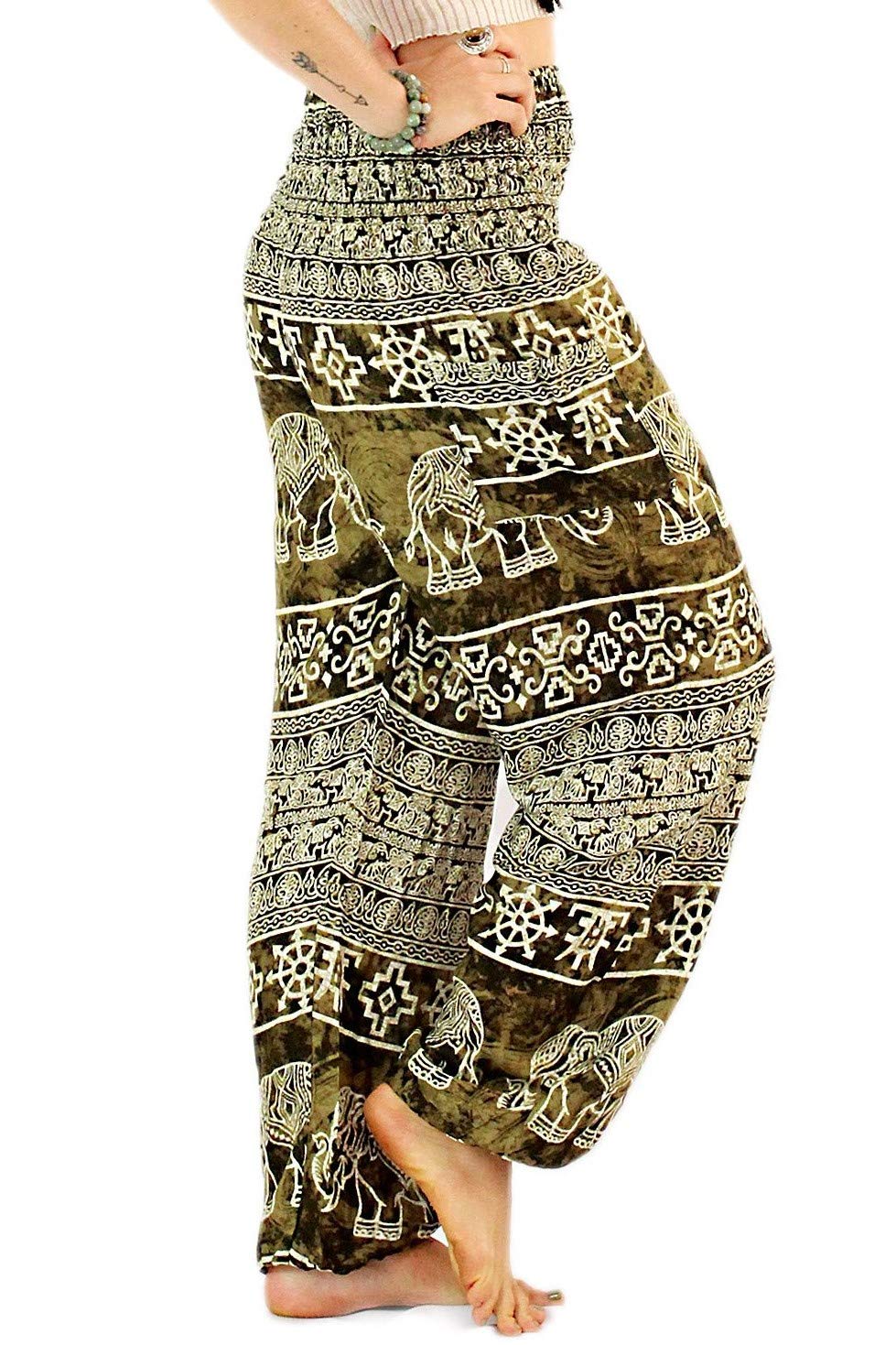 Authentic Thai Print Elephant Pants for Women - One Tribe Apparel | Boho Travel Pants, Yoga Pants & Lounge Wear for Comfortable Outfits