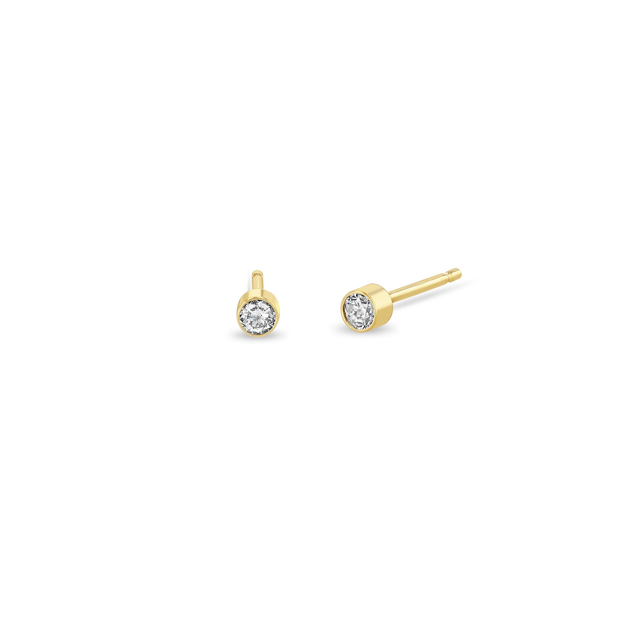 14K Gold Diamond Bezel Solitaire Stud Earrings for Women - Elegant & Timeless Jewelry for Everyday Wear, Gifts & Special Occasions