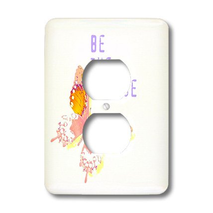 3D Rose Two Plug Outlet Cover with Be The Change Butterfly Design - Child Proof Electrical Safety Cover for Home, Nursery & Office Use