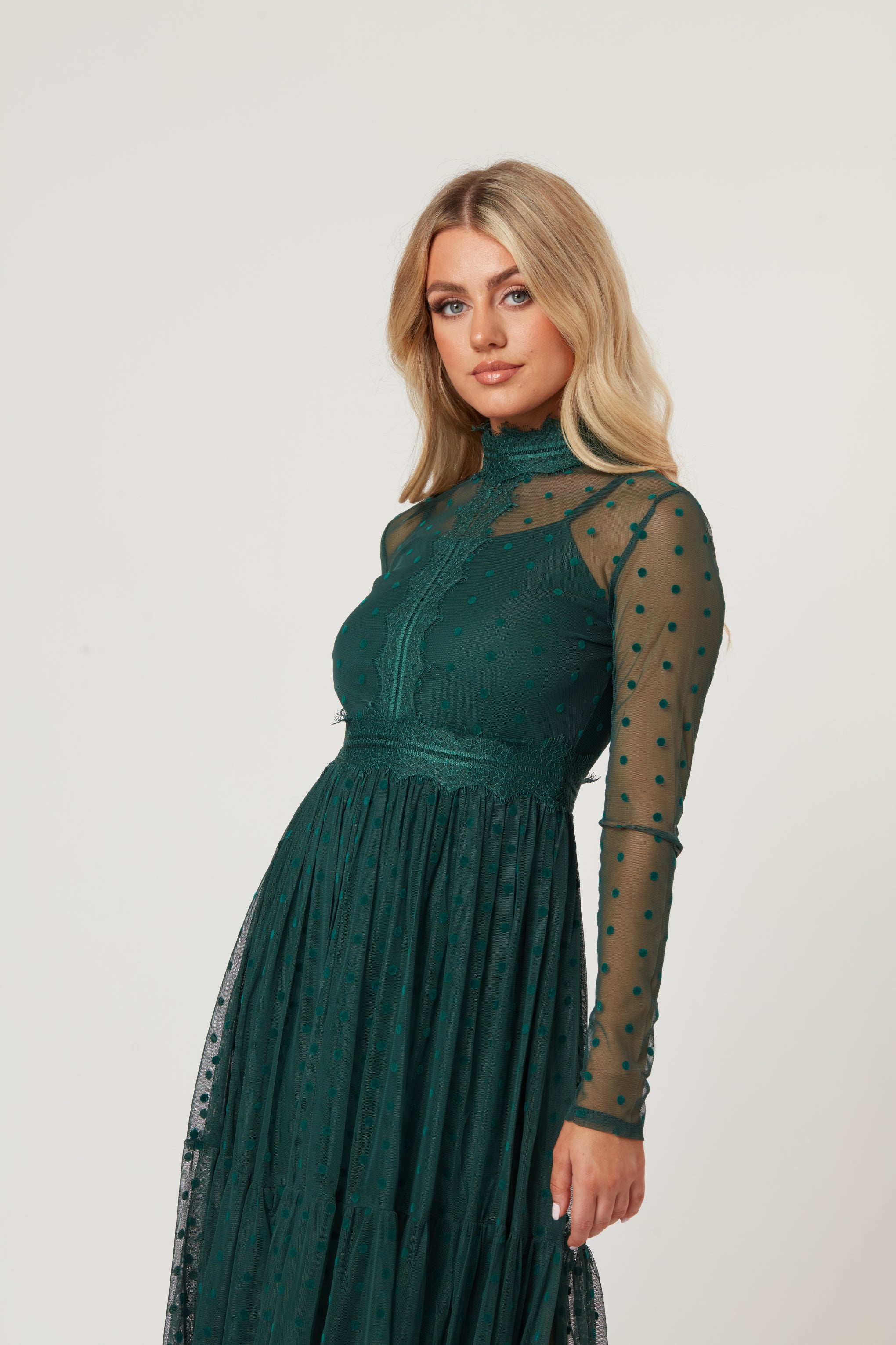 Roman Lola Green Polka Dot Midi Dress - Flowy Summer Dress for Women, Perfect for Beach Vacations, Garden Parties & Date Nights