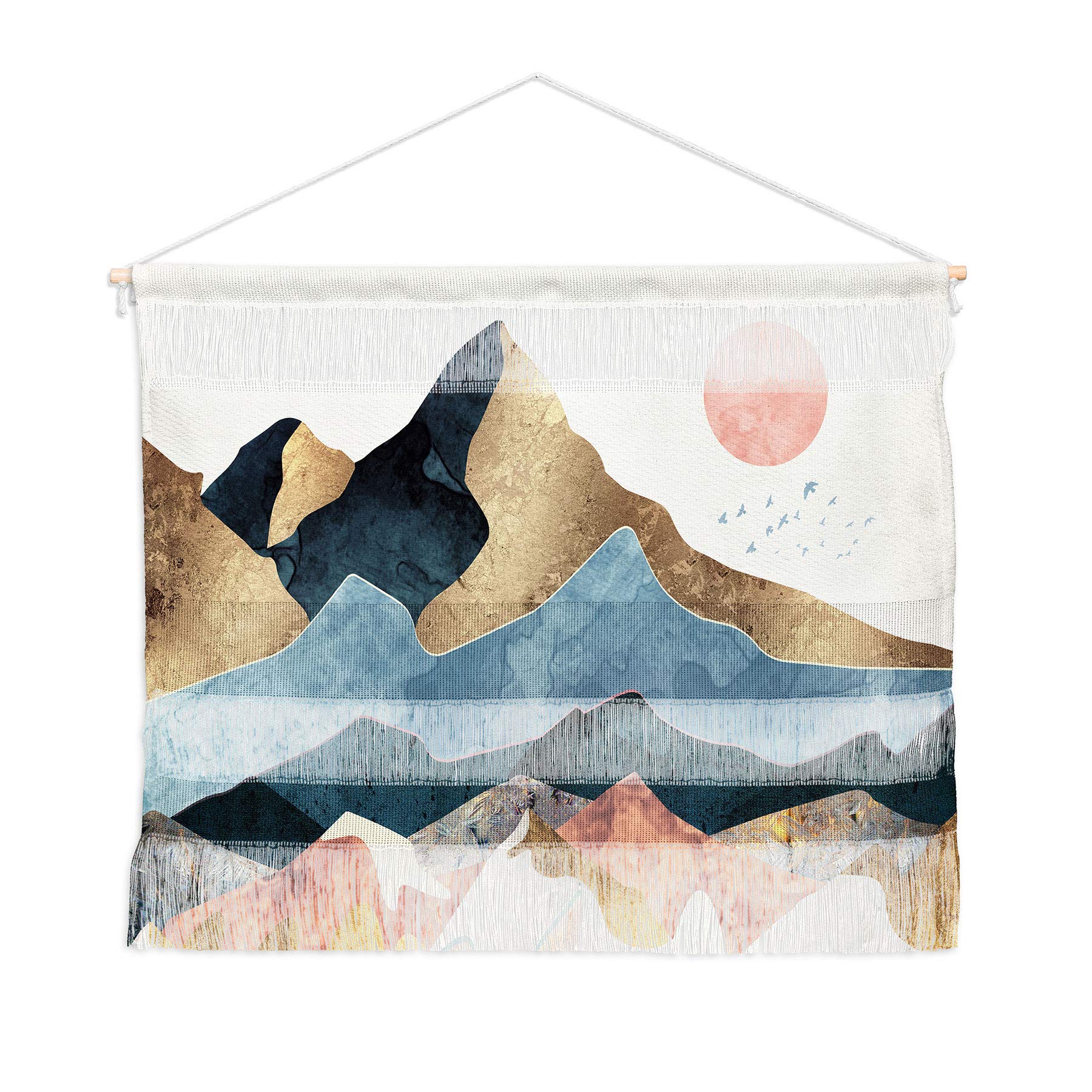 SpaceFrogDesigns Golden Peaks Fiber Wall Tapestry - 47x32 Inch Boho Home Decor, Nature Inspired Wall Hanging for Living Room, Bedroom & Dorm