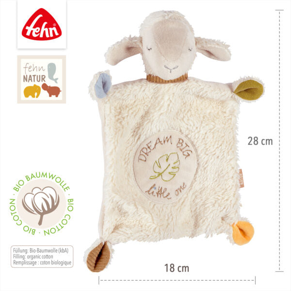 FehnNATUR Dream Big Sensory Sheep Comforter - Soft Plush Baby Security Blanket with Soothing Textures | Perfect for Newborns, Toddlers & Autism Sensory Needs | Nursery, Travel & Bedtime Comfort