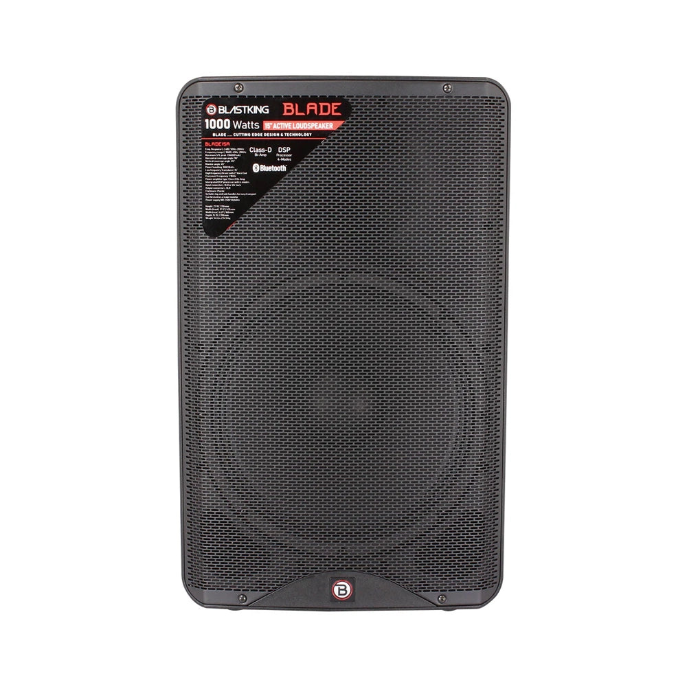 Blastking BLADE15A 15 Inch 1000W Active PA Speaker with DSP Processor - Perfect for Live Music, DJ Performances, and Outdoor Events