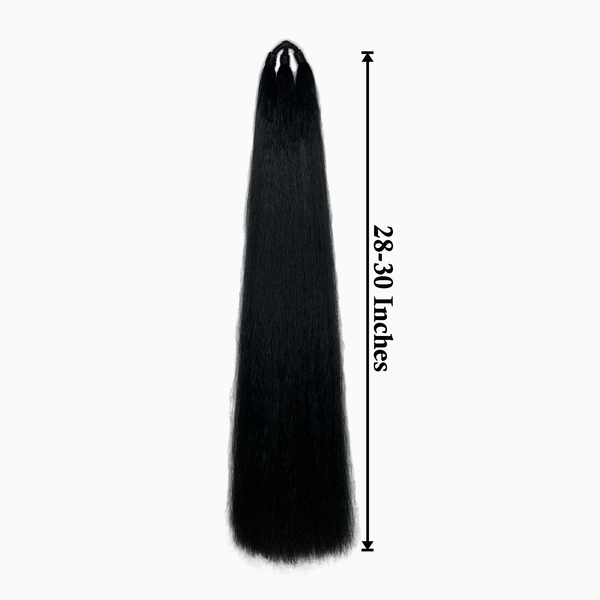 ELCABELL Natural Black Synthetic Hair Extensions for Women & Girls - Long Fake Hair Wig, Paranda Choti, False Hair Braid Attachment, Hairpiece for Volume & Length (1pc) - Perfect for Parties, Weddings & Daily Styling