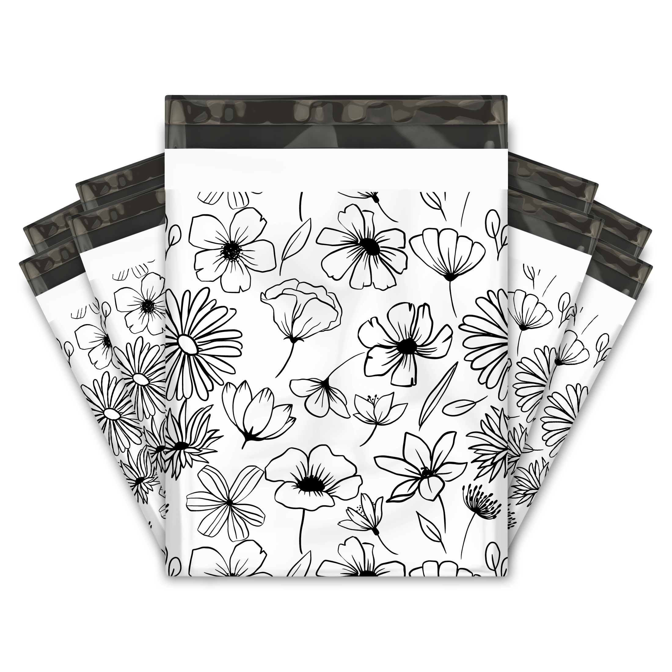 12x15 Inch Black and White Floral Printed Poly Mailers - Premium Shipping Envelopes for Ecommerce, Boutique & Subscription Boxes - Waterproof Mailing Bags for Clothing, Jewelry & Small Business Packaging