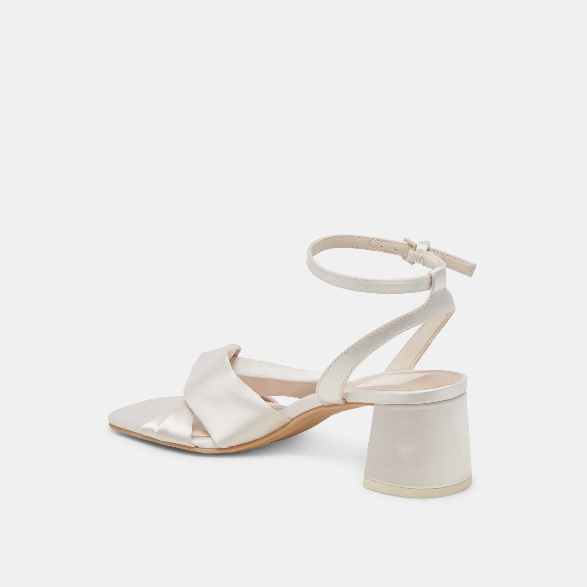 BRENNA Women's Wide Heels in Ivory Satin - Elegant Comfort for Weddings, Parties & Special Occasions