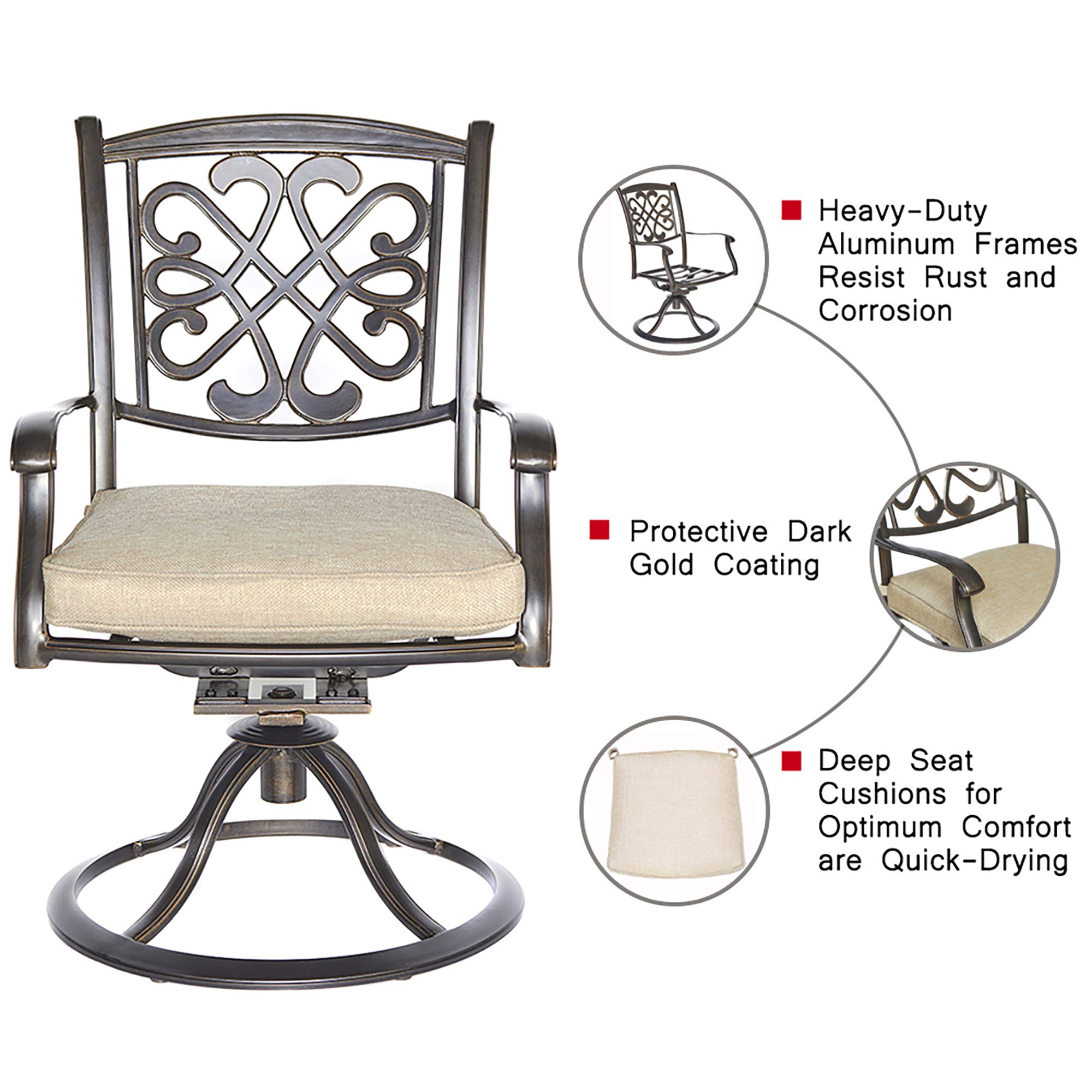 DALI 3-Piece Bistro Set - Handmade Contemporary Round Patio Table with Glider Chairs, Outdoor Garden Furniture for Backyard, Deck, and Poolside Relaxation