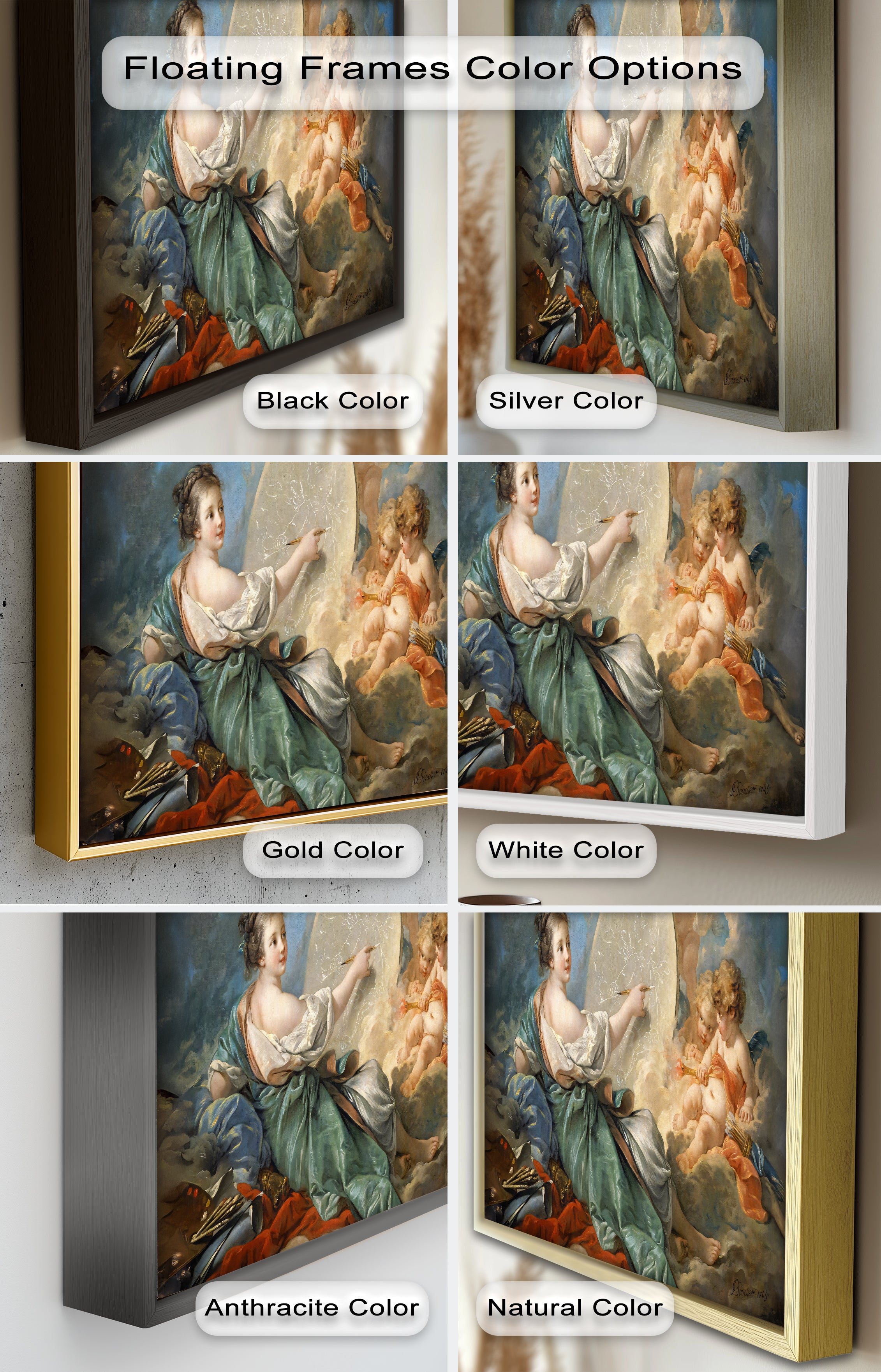 Rococo Oil Painting - Allegory of Art and Innocence | Hand-Painted Canvas Artwork for Home Decor & Wall Art | Perfect for Living Room, Bedroom, or Office