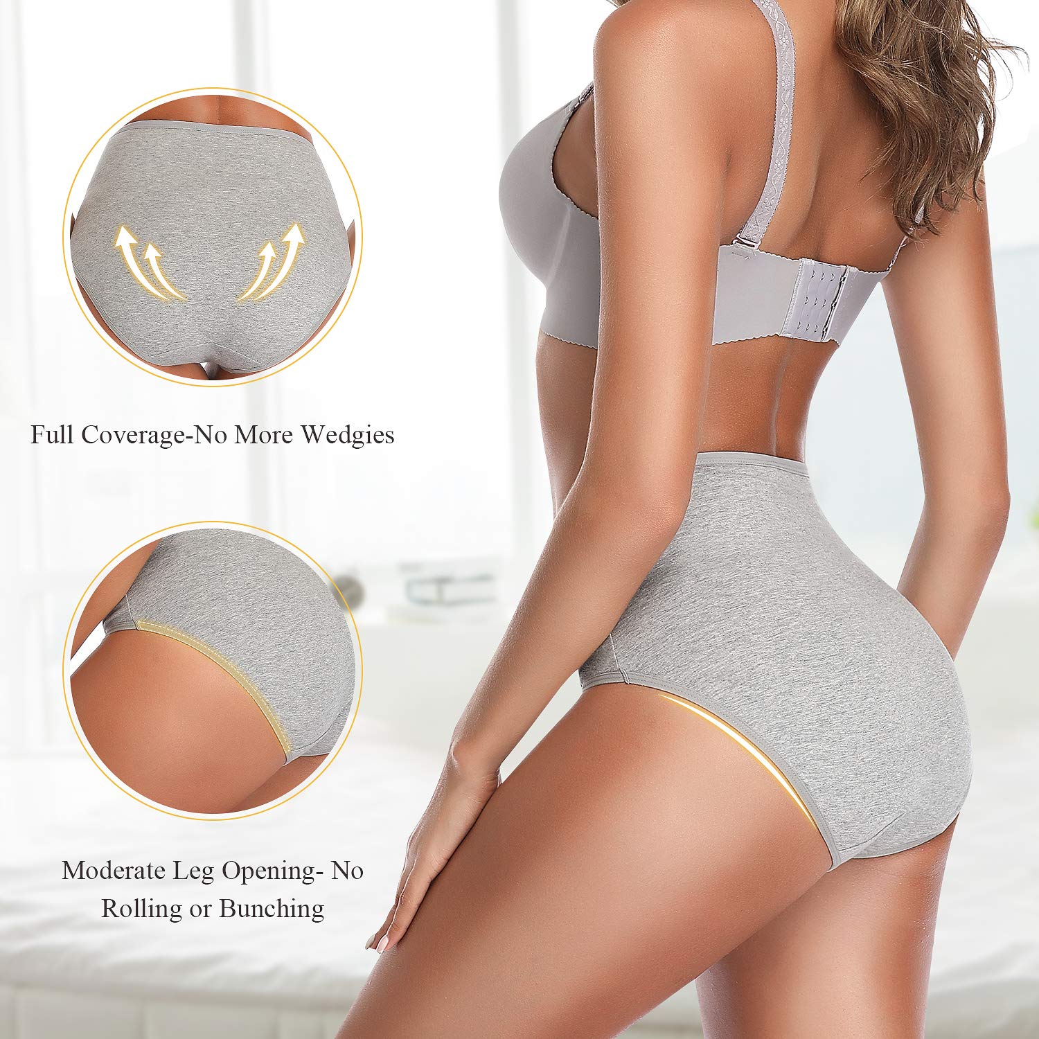 Women's Cotton Mid Waist Underwear - No Muffin Top Full Coverage Briefs Panties Lingerie Multipack | Comfortable Ladies Undergarments for Everyday Wear & Sleep