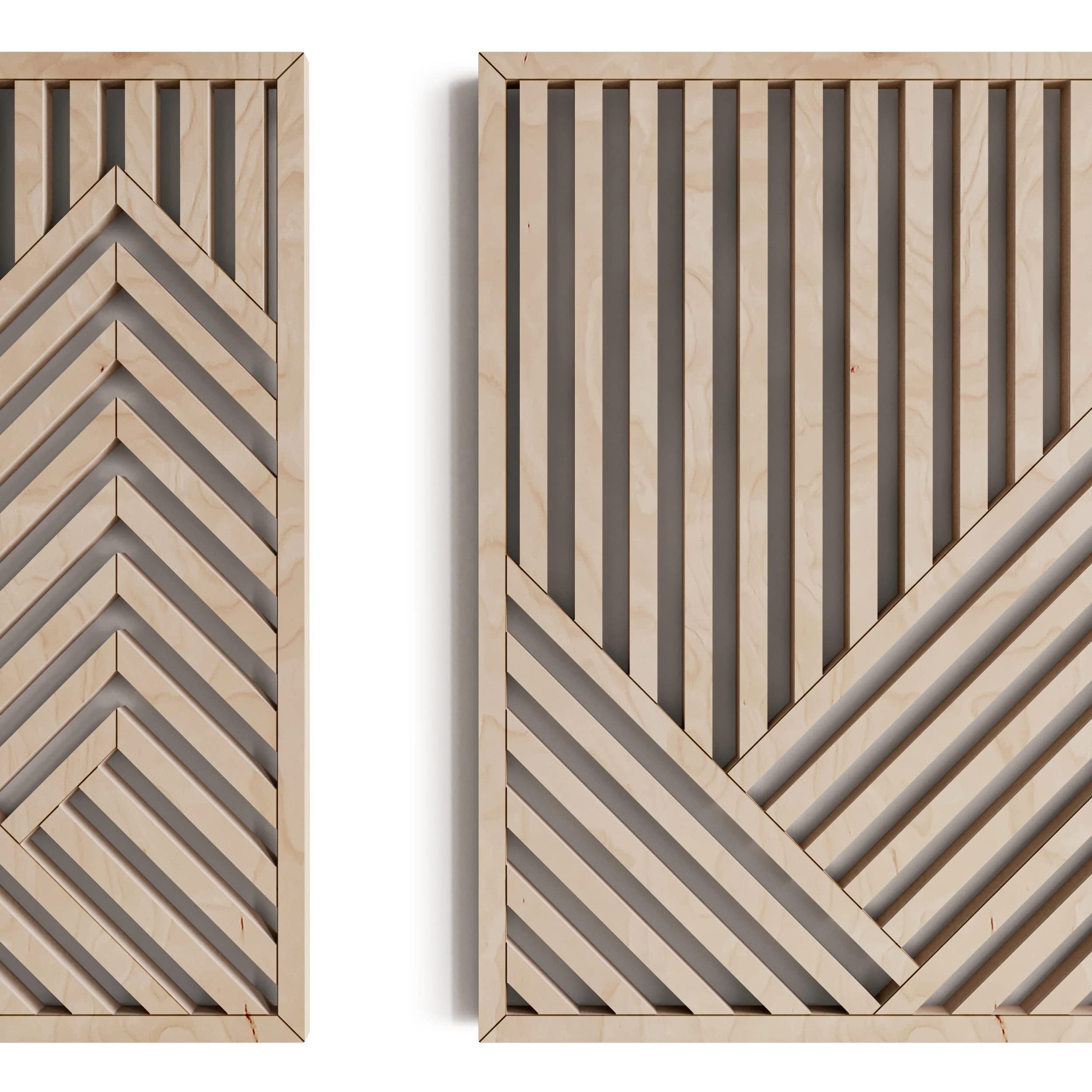 Modern Rustic Wooden Wall Art Set of 2 Panels - Handcrafted Mountains Wood Wall Decor for Living Room, Bedroom & Office - 11.63'' x 11.63'' Small Size - Perfect for Farmhouse, Boho & Scandinavian Style Homes
