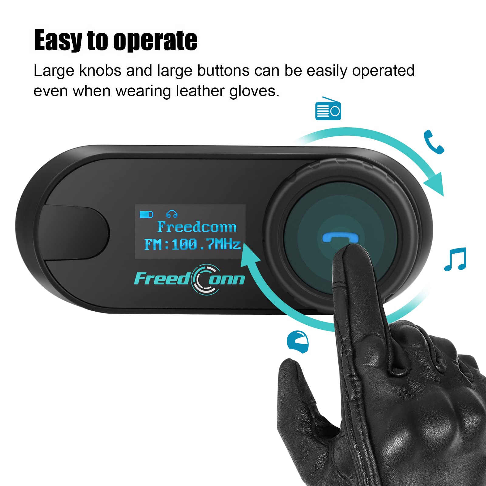 FreedConn T-COM SC 5.0 Motorcycle Bluetooth Headset - Wireless Helmet Intercom for 2 Riders, 800M Range, Music Sharing, LCD Screen, Motorbike Accessories (Twin Pack) - Perfect for Group Riding, Touring & Communication on the Road