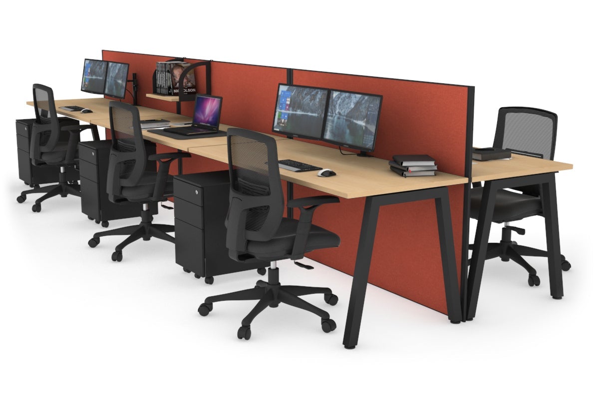 Horizon Quadro 6-Person Office Bench with A-Legs - 1600L x 700W Workstation for Collaborative Workspaces, Conference Rooms & Open Office Layouts