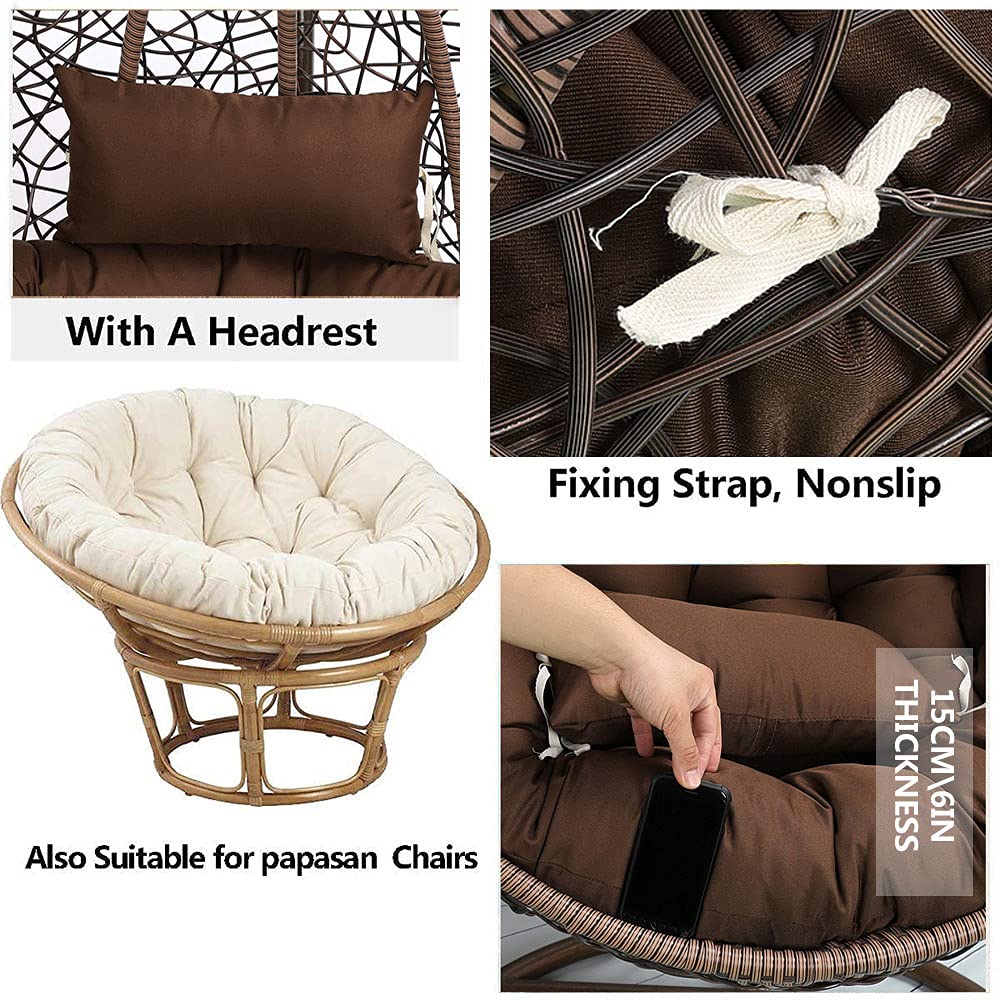 **Replacement Egg Chair Cushion for Outdoor Hanging Swing - Thick, Removable & Washable Patio Garden Cushion Pad (Cushion Only) - Perfect for Relaxing in Your Backyard or Balcony**