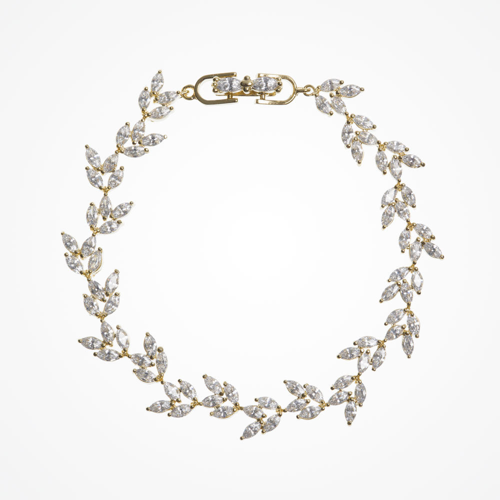 Ashton Crystal Vine Leaf Bracelet for Women - Elegant & Dainty Jewelry Gift for Wedding, Party & Everyday Wear