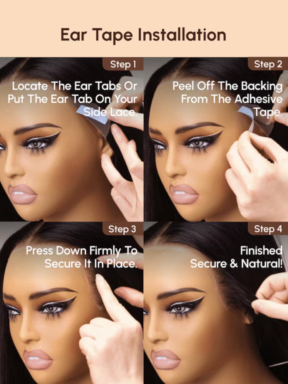 UNICE Pre Everything Glueless Frontal Wig with Ear Tab Tape - Yaki Straight 13x4 Lace Front Human Hair Wig | Pre-Bleached Knots, Pre-Cut, Pre-Plucked Hairline, 150% Density, 22 Inch | Perfect for Daily Wear, Cosplay, and Special Occasions
