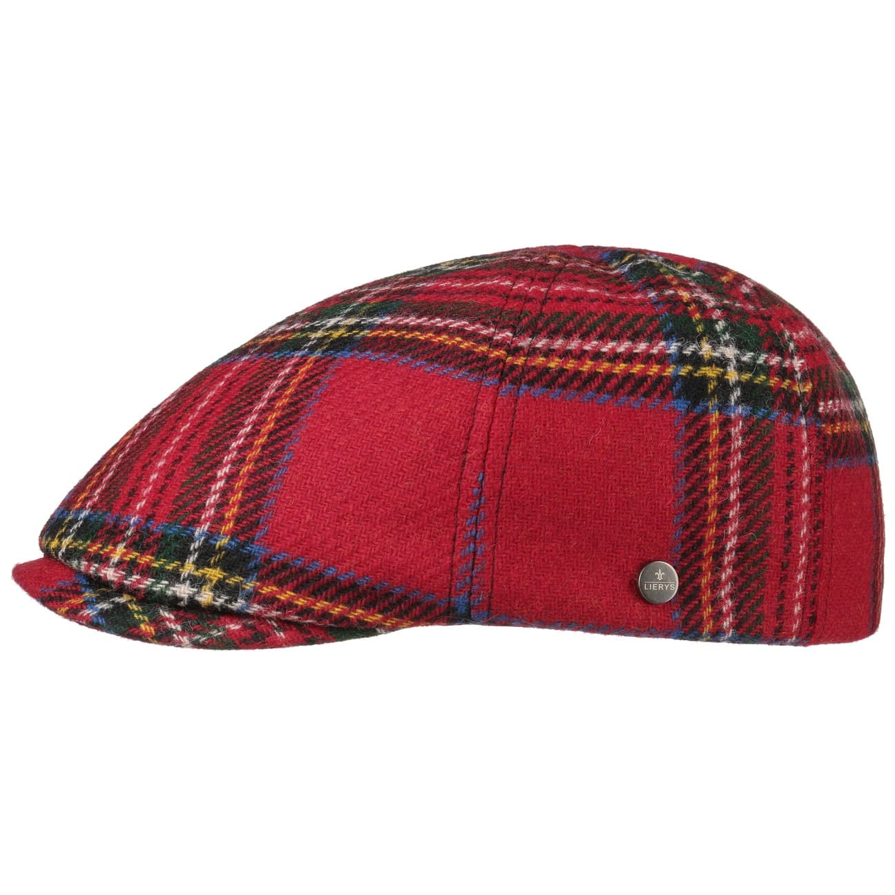 Lierys Stewart Wool Check Flat Cap - Classic British Style Men's Hat for Winter, Outdoor & Casual Wear