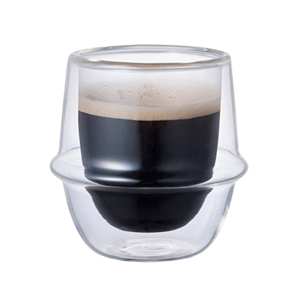 Kinto Kronos Double Wall Insulated Glass Coffee Mug - Perfect for Hot & Cold Drinks at Home, Office, or Travel