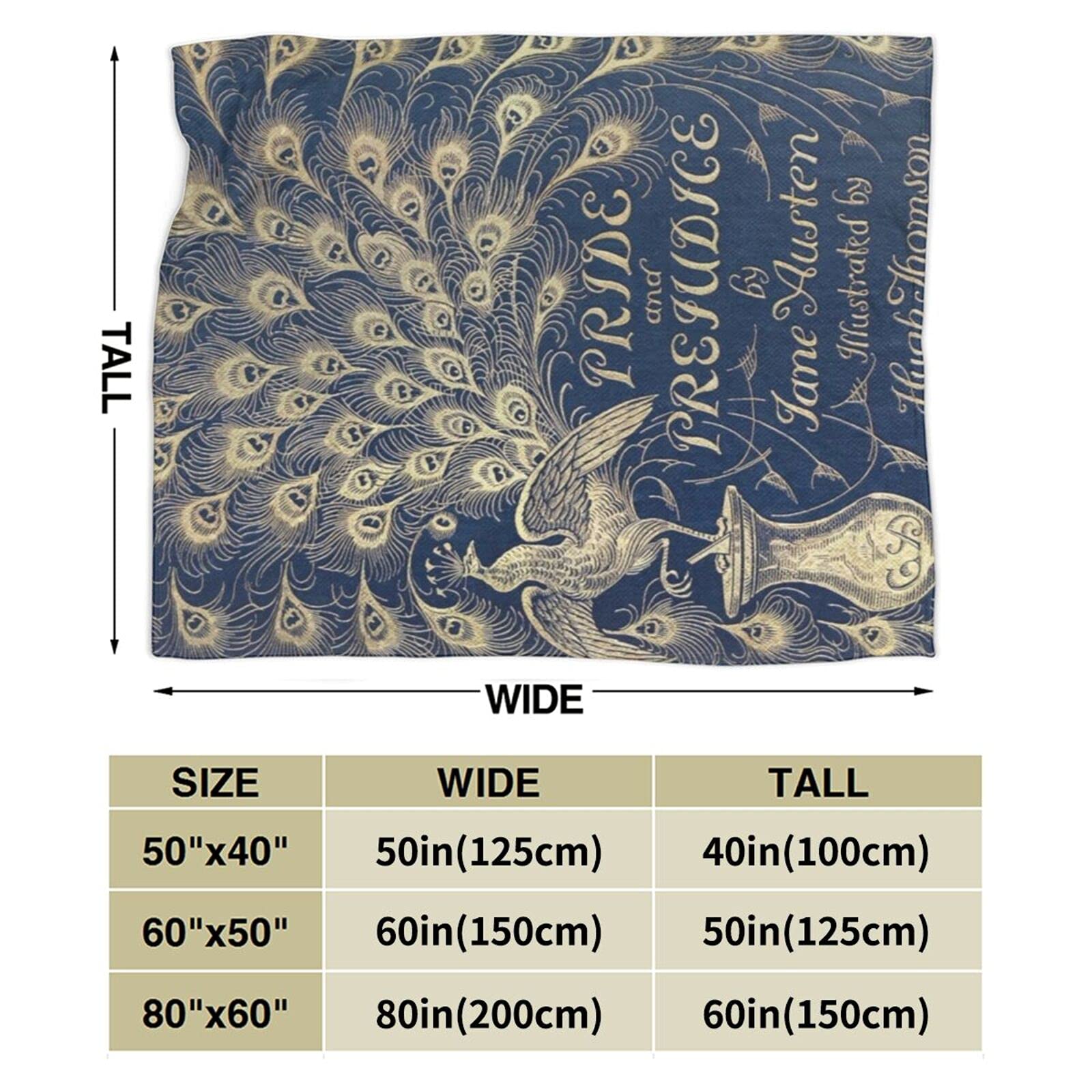 Peacock Throw Blanket - Pride & Prejudice Inspired Soft Fleece Blanket 50