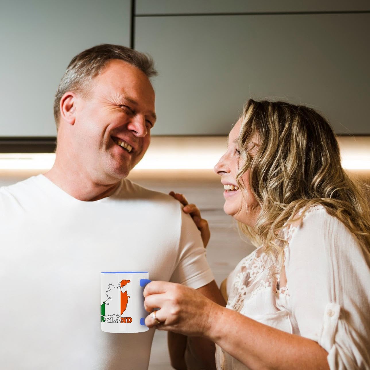 3D Printed 11oz Coffee Mug - Republic of Ireland Flag Outline Map with Country Name - Funny Novelty Gift for Irish Pride, St. Patrick's Day & Office Use