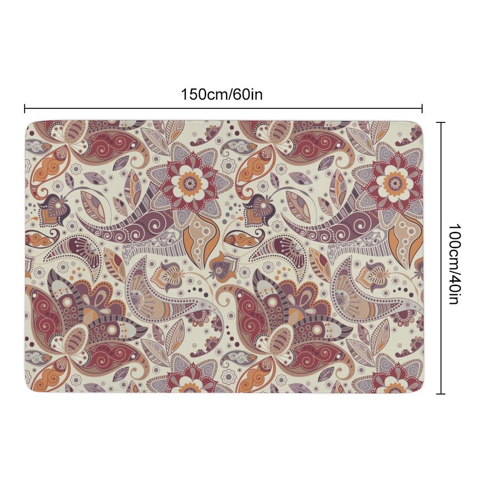 Boho Paisley Floral Aztec Kids Rug - Non-Slip Foldable Area Carpet 5x6.5ft for Girls Teens - Nursery, Bedroom, Living Room, Playroom & Dorm Decor - Soft Floor Mat for Home, Yoga & Play Areas