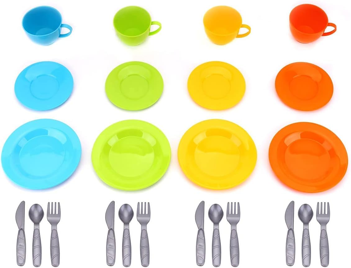 **Kids Pretend Play Kitchen Dishes Set - 33 Pcs Colorful Toy Cookware with Drainer | Durable Plastic Tableware for Kids | Perfect for Role Play, Learning & Imaginative Fun**