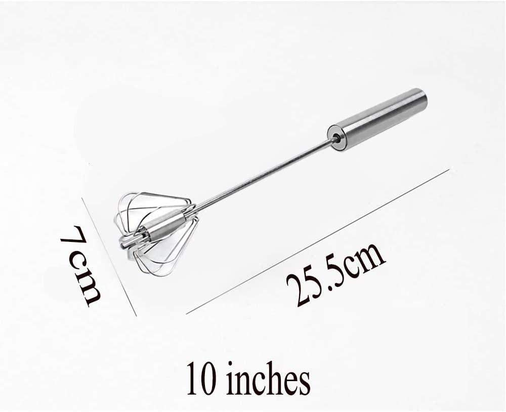 2 Pack Stainless Steel Rotary Egg Beater - Semi Automatic Hand Push Whisk Blender for Eggs, Milk Frothing & Mixing | Durable 14