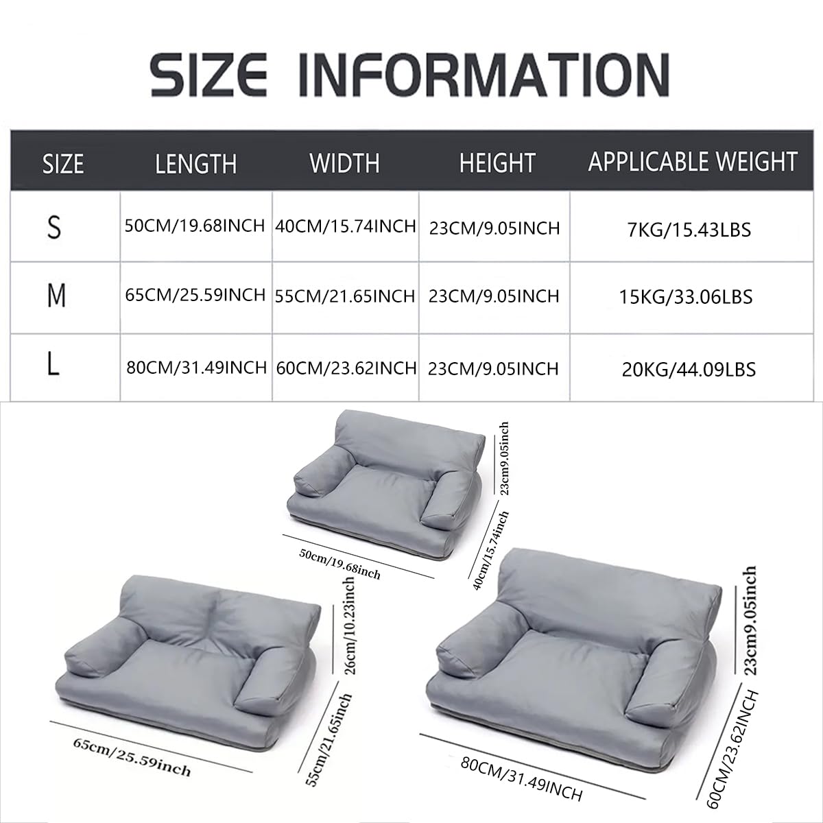 Premium PU Leather Pet Sofa & Chair - Soft Calming Dog & Cat Bed for Small to Medium Pets - Cozy Pet Furniture for Living Room & Bedroom (Gray, Medium)