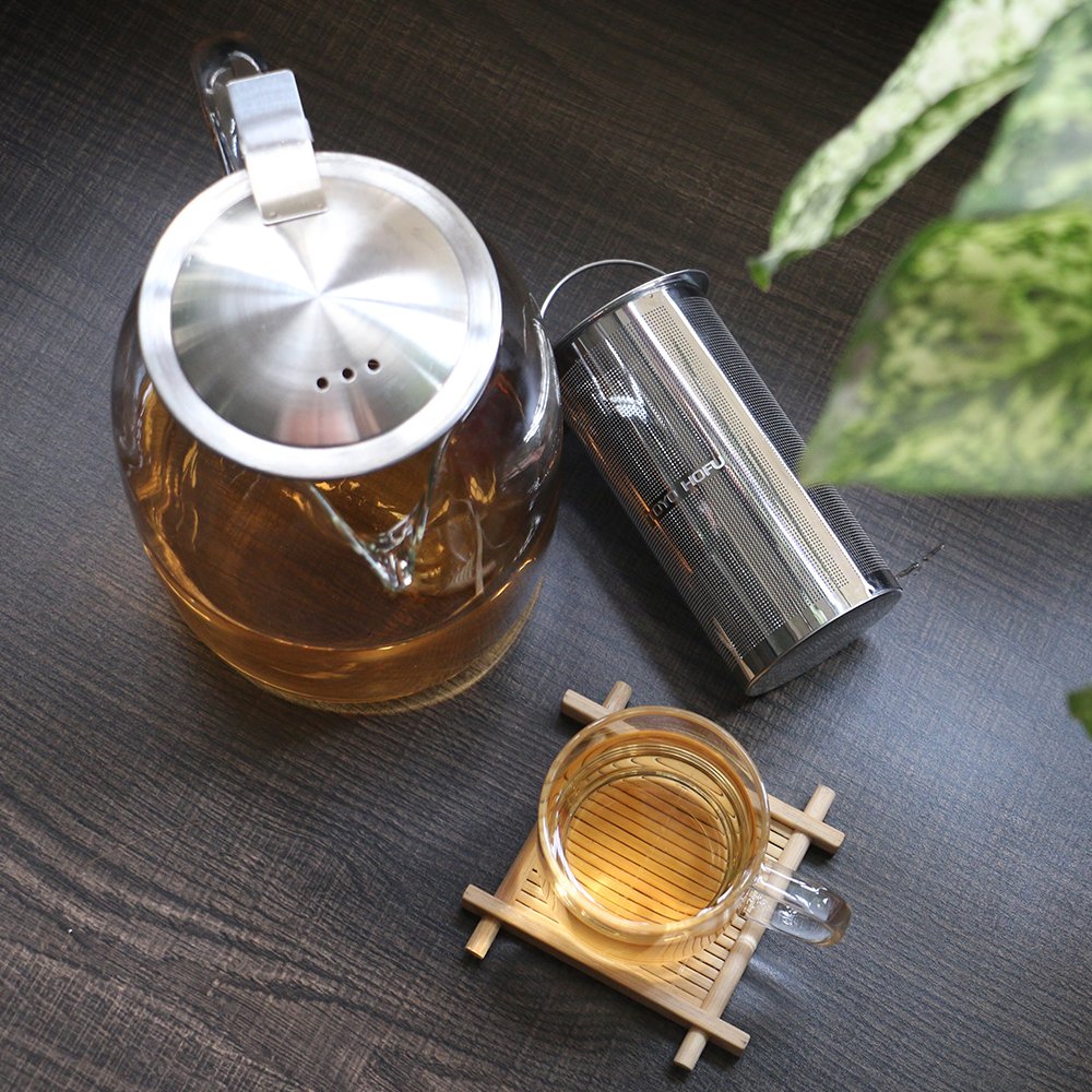 Premium Glass Teapot with Infuser & Lid - 1000ml/35oz Borosilicate Stovetop Safe Loose Leaf Tea Maker - Heat Resistant Clear Teapot for Tea Enthusiasts - Perfect for Home, Office & Gifting (Ideal for Green/Herbal Tea Brewing)