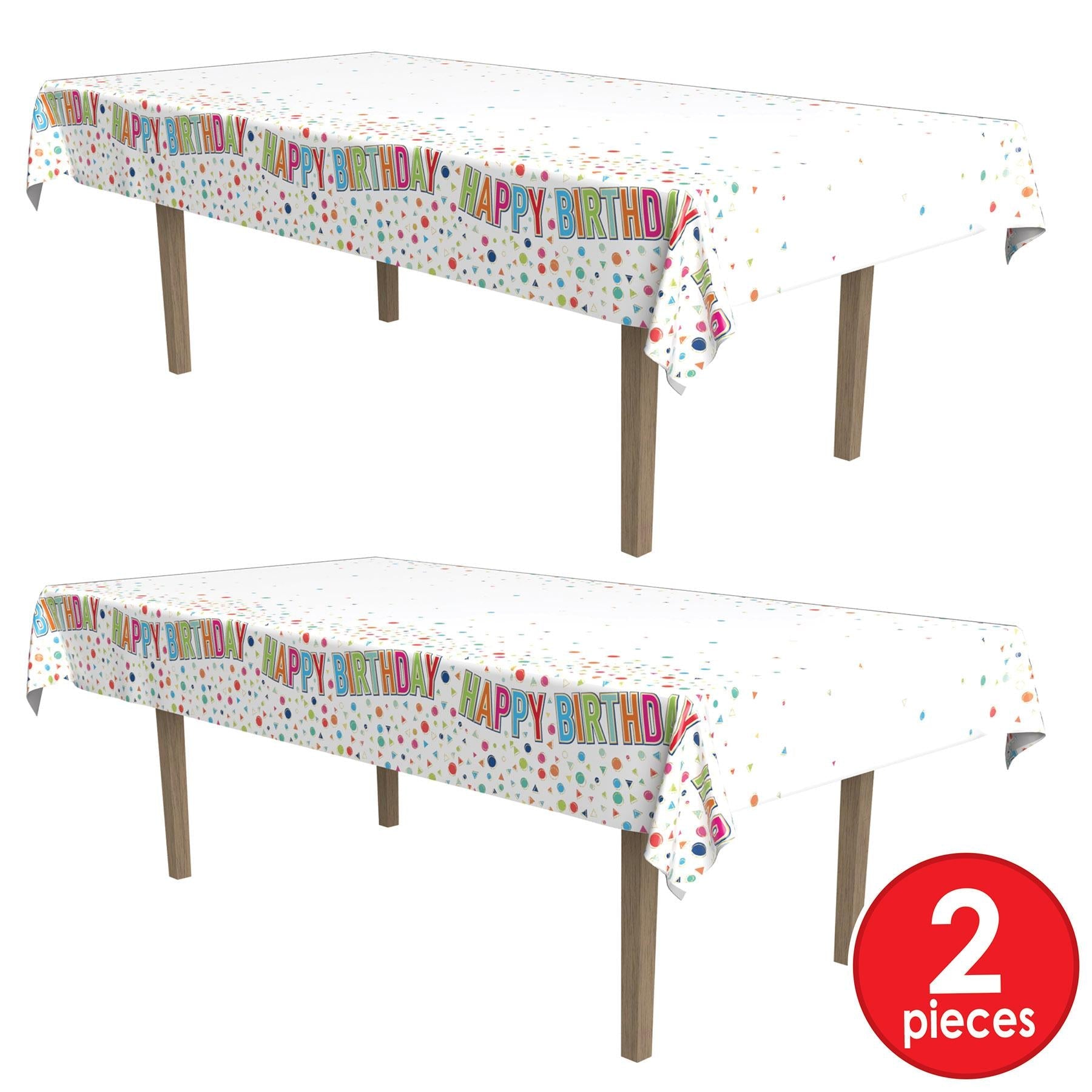 12 Pack Beistle Happy Birthday Party Tablecover - Colorful Disposable Tablecloth for Birthday Celebrations, Baby Showers & Special Events