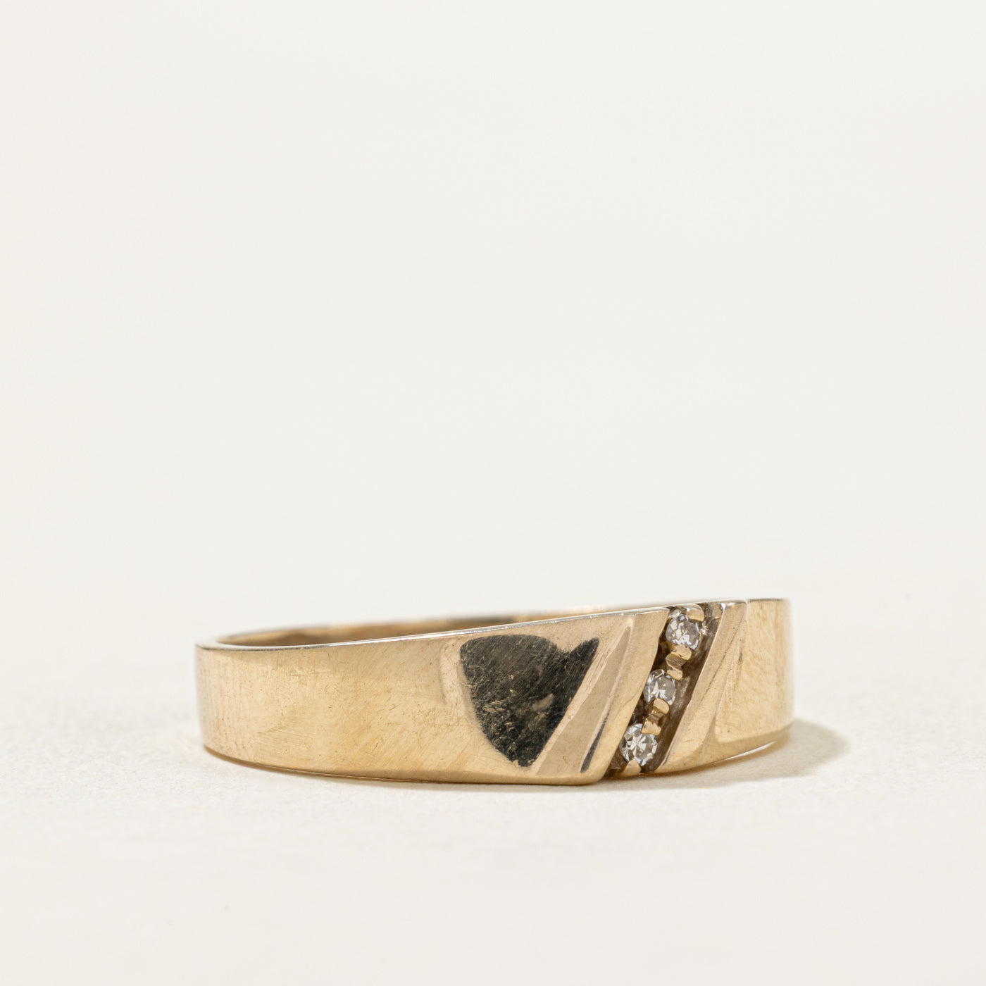 14K White Gold Three Stone Diagonal Diamond Wedding Band Ring | 0.02ctw | Size 10.25 | Perfect for Engagement, Anniversary Gifts & Bridal Jewelry