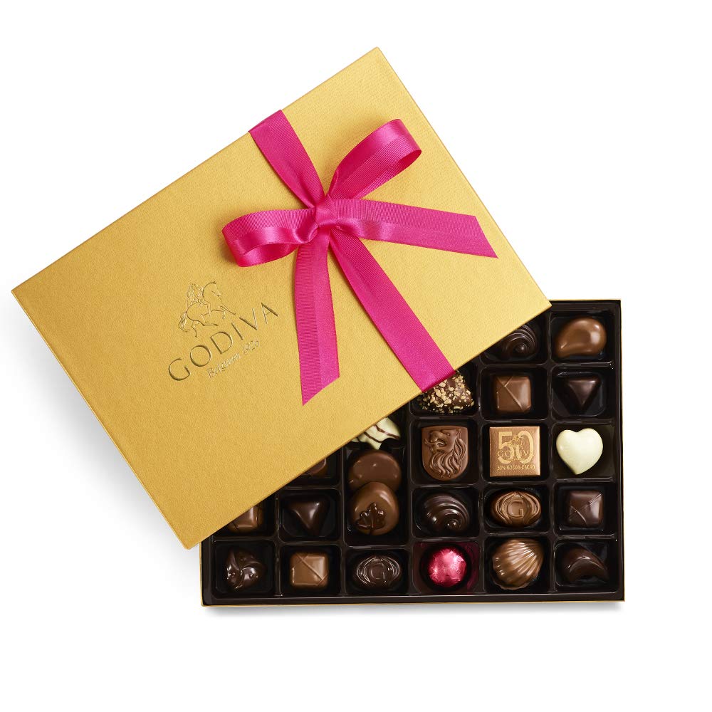 Godiva Chocolatier Spring Gold Gift Box - 36 Piece Assorted Premium Chocolates | Luxury Chocolate Gift for Easter, Mother's Day & Special Occasions