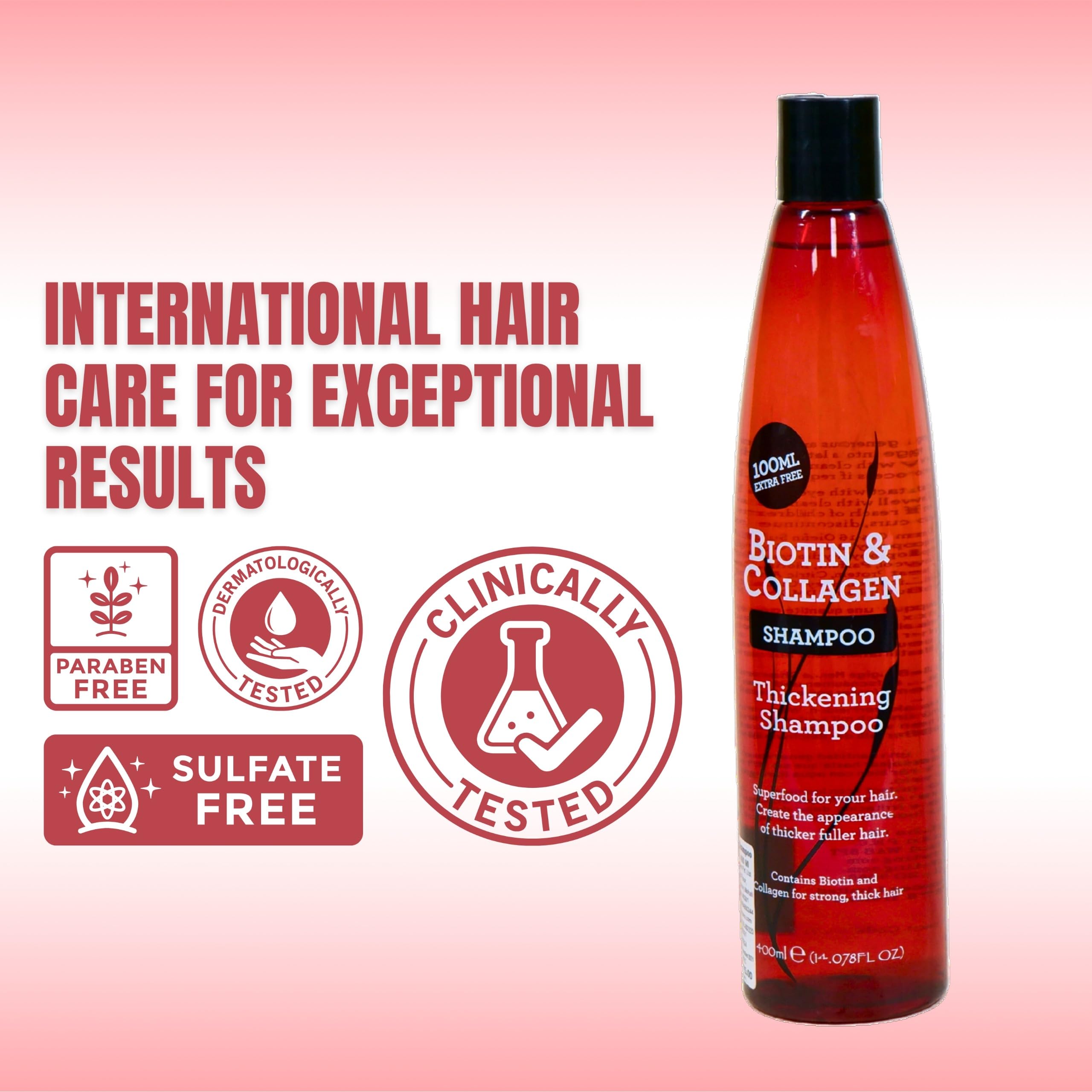 XPEL Biotin & Collagen Thickening Shampoo for Women & Men - Anti Hair Loss with Vitamin B7 & Wheat Protein | Paraben-Free Formula Promotes Hair Growth & Reduces Hair Fall | 400ml | Perfect for Daily Use & Thinning Hair Care
