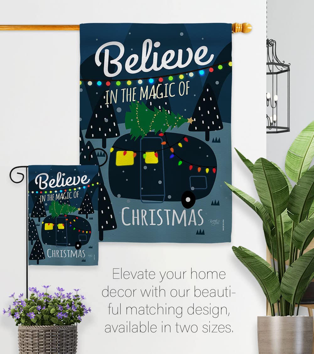 Magic Trailer Christmas House Flag Set 28x40