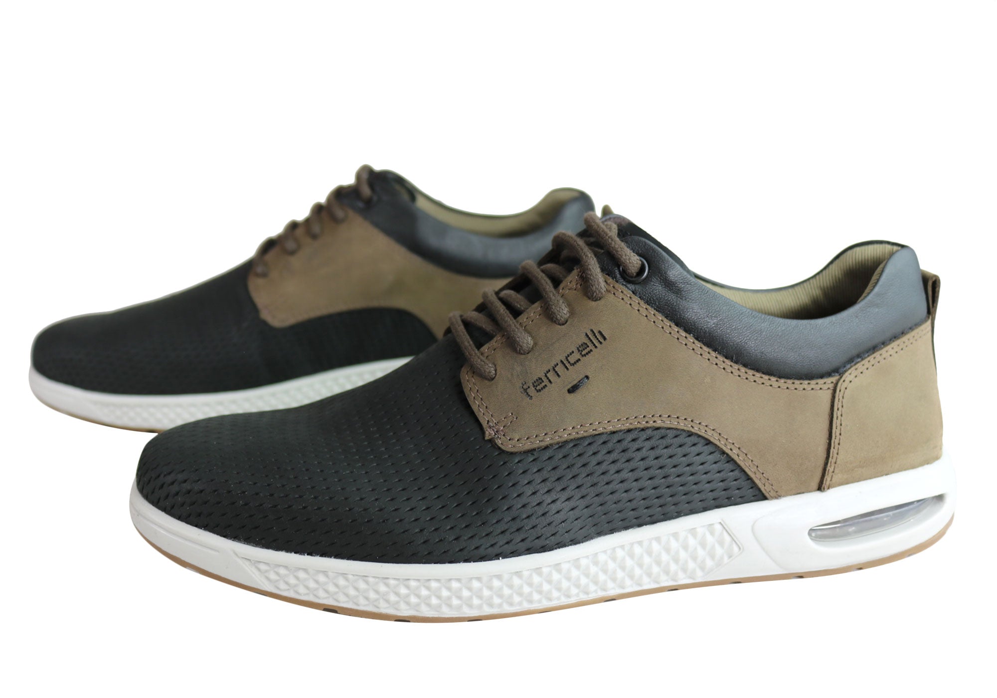 Ferricelli Burke Men's Genuine Leather Lace-Up Casual Shoes - Handcrafted in Brazil - Perfect for Office, Dating & Everyday Wear