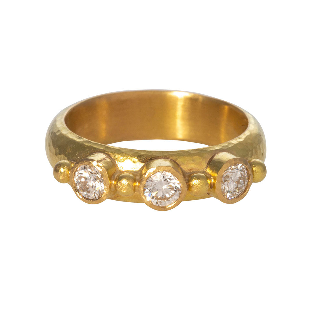 Elizabeth Locke 14K Gold Round Diamond Dot Stack Ring - Elegant Stackable Ring for Women, Perfect for Layering, Everyday Wear & Special Occasions