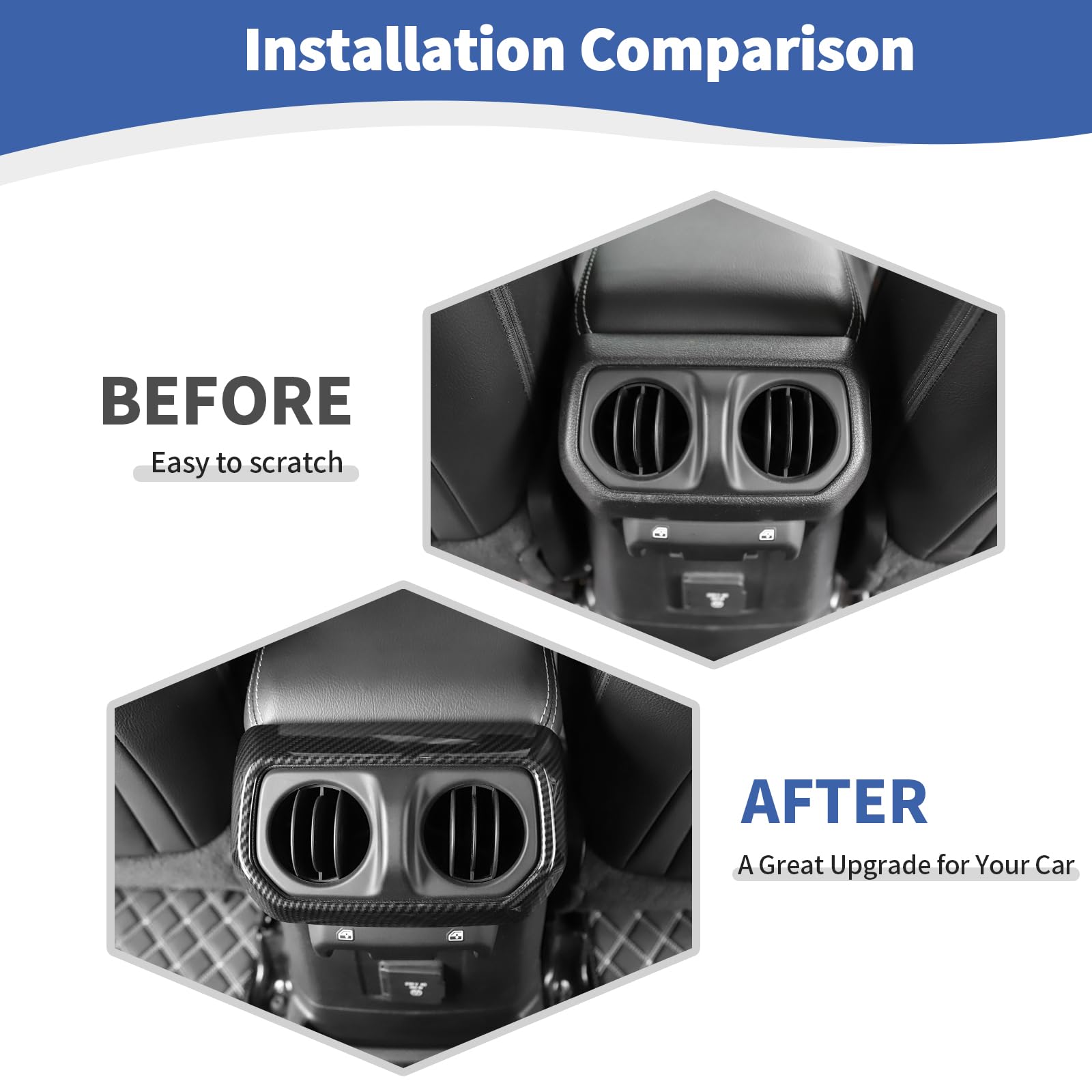 Carbon Fiber Rear AC Vent Trim Frame for Jeep Wrangler JL/JLU & Gladiator JT (2018-2024) - Interior Upgrade Accessories | Perfect for Off-Road & Daily Driving