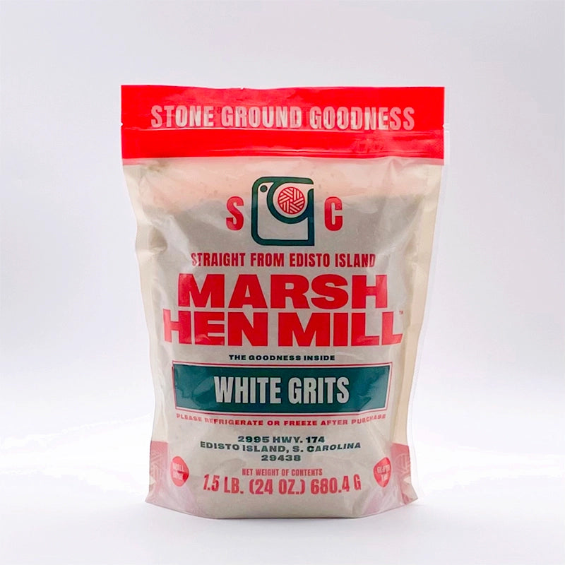 Premium Marsh Hen Mill White Grits - 1.5lb Bag | Stone-Ground, Non-GMO, Gluten-Free Southern Style Cornmeal | Perfect for Grits, Polenta, Baking & Breakfast Recipes